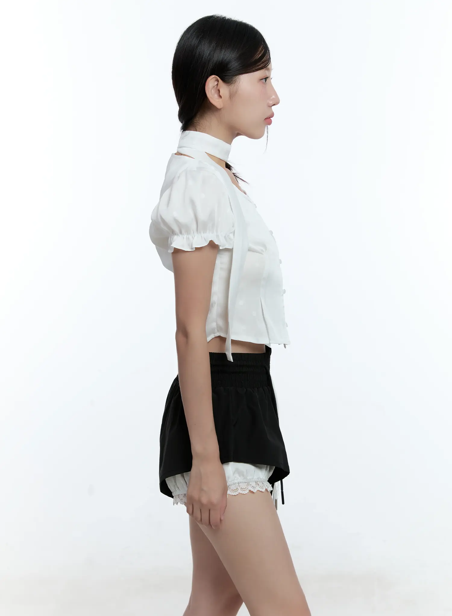 Puff Sleeve Crop Top & Scarf CU527 - Image 6