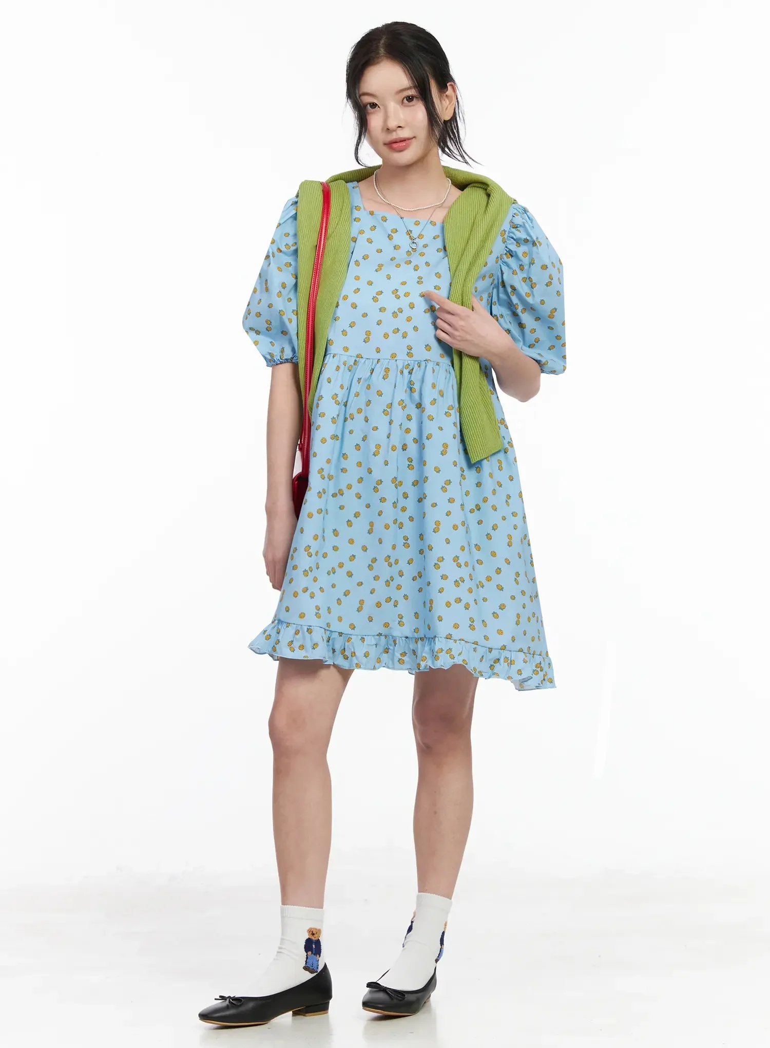 Puff Sleeve Mini Dress IY511