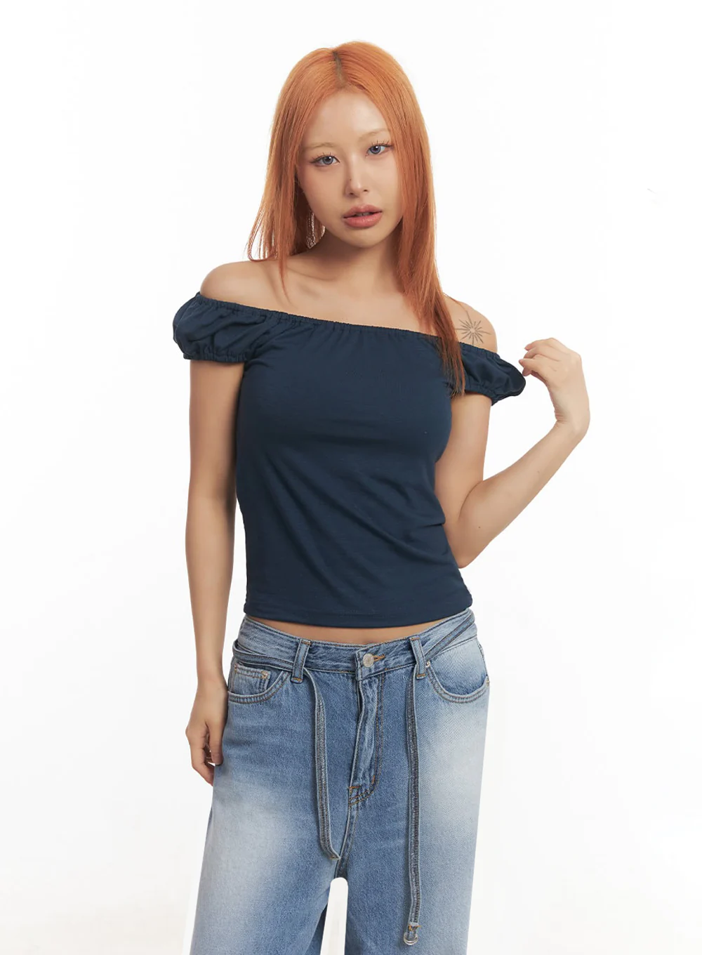 Puff Sleeve Off-Shoulder Top IA515 - Image 2