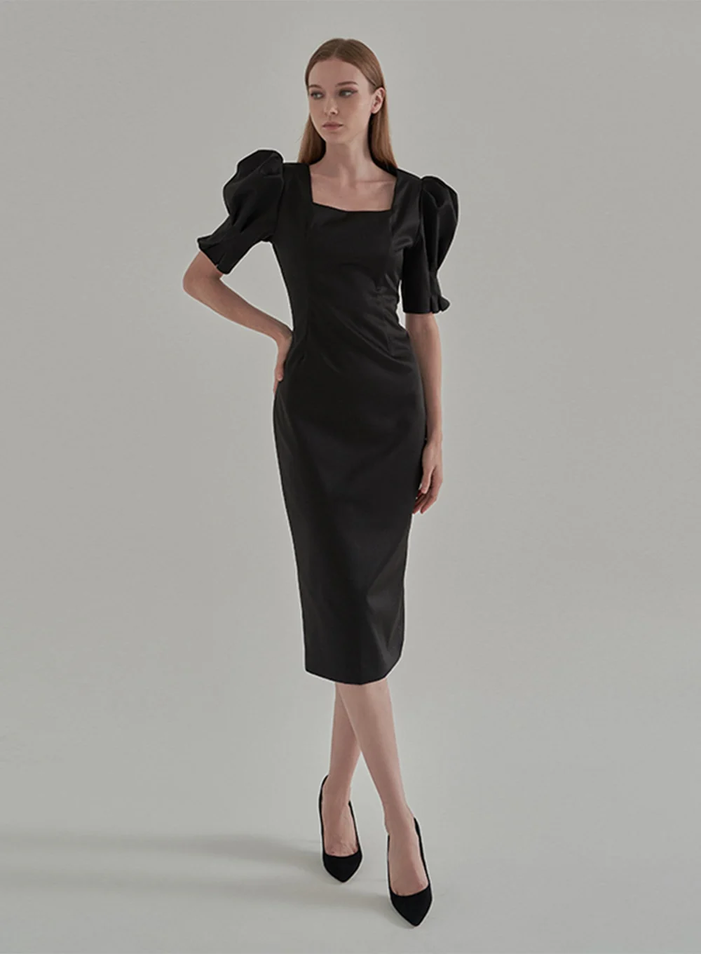 Puff Sleeve satin Bridal Shower Party Dress IA15 - Image 11