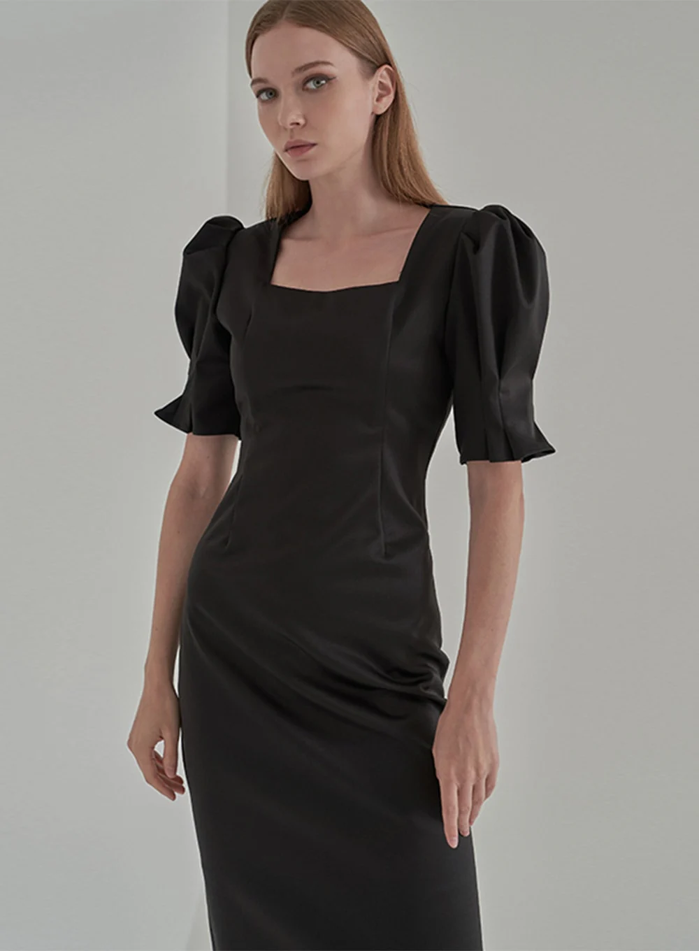 Puff Sleeve satin Bridal Shower Party Dress IA15 - Image 12