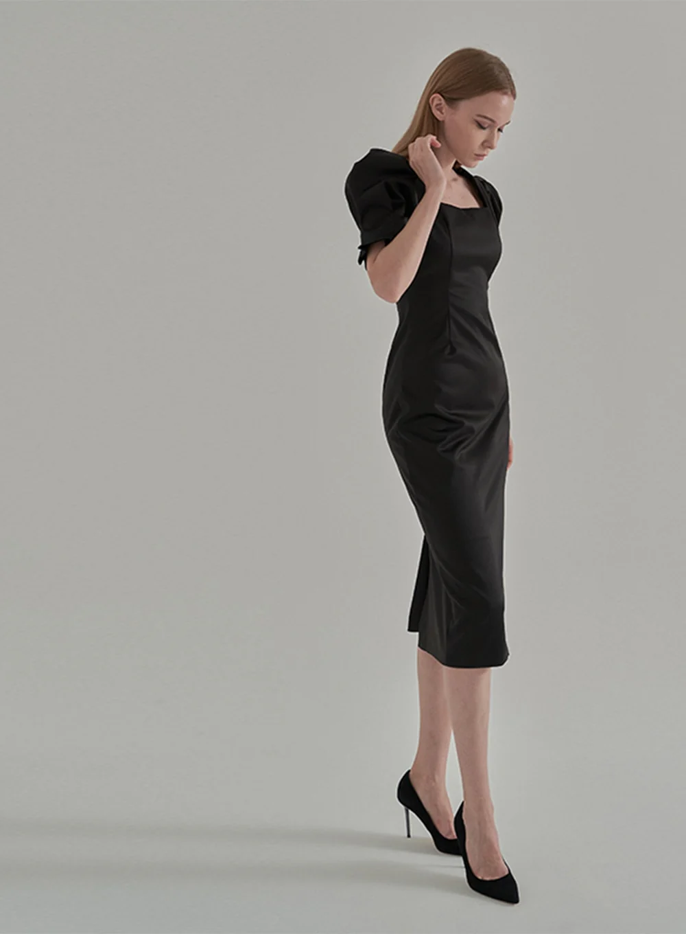 Puff Sleeve satin Bridal Shower Party Dress IA15 - Image 15