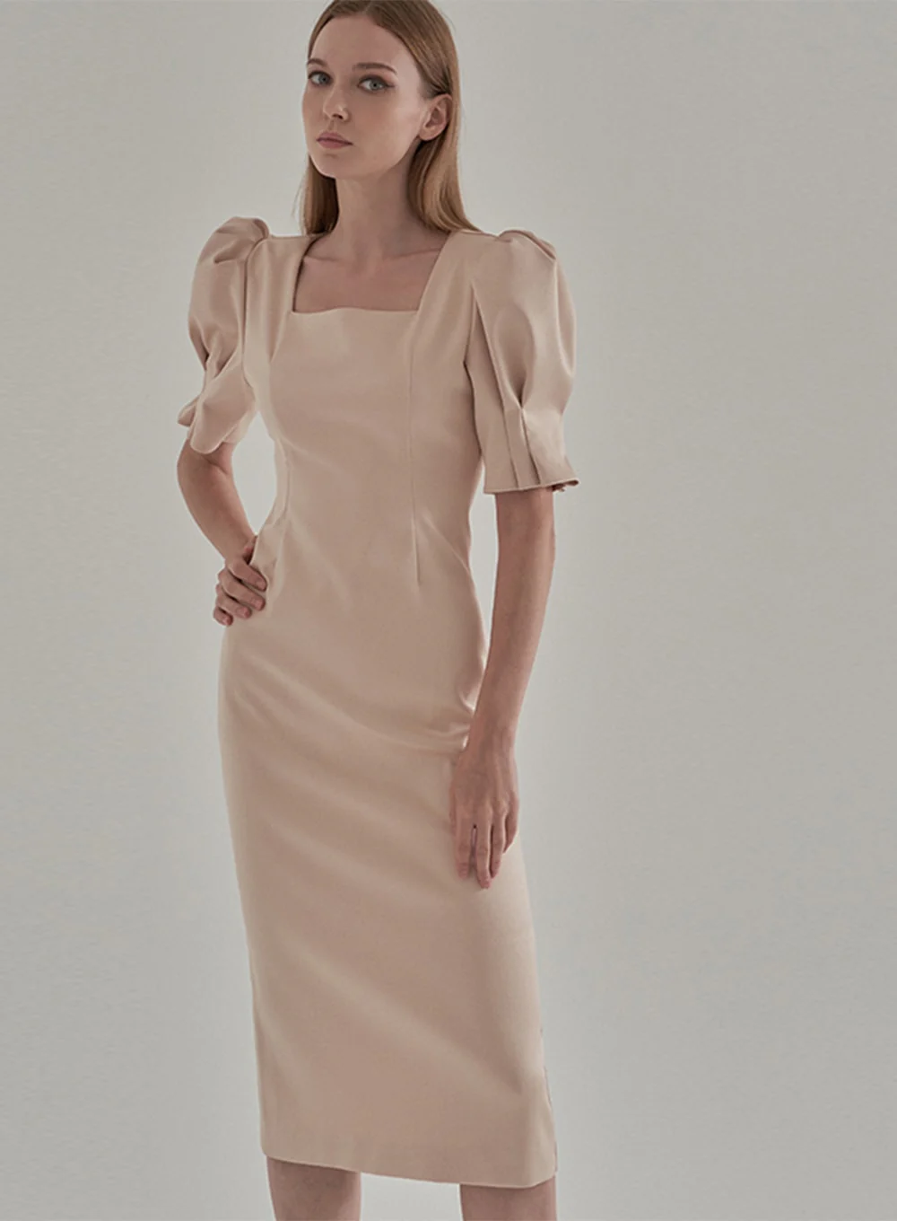 Puff Sleeve satin Bridal Shower Party Dress IA15 - Image 4