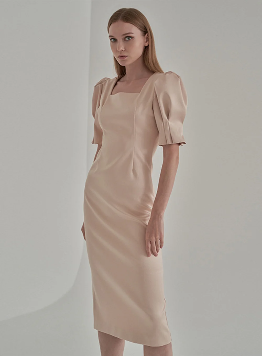 Puff Sleeve satin Bridal Shower Party Dress IA15 - Image 8