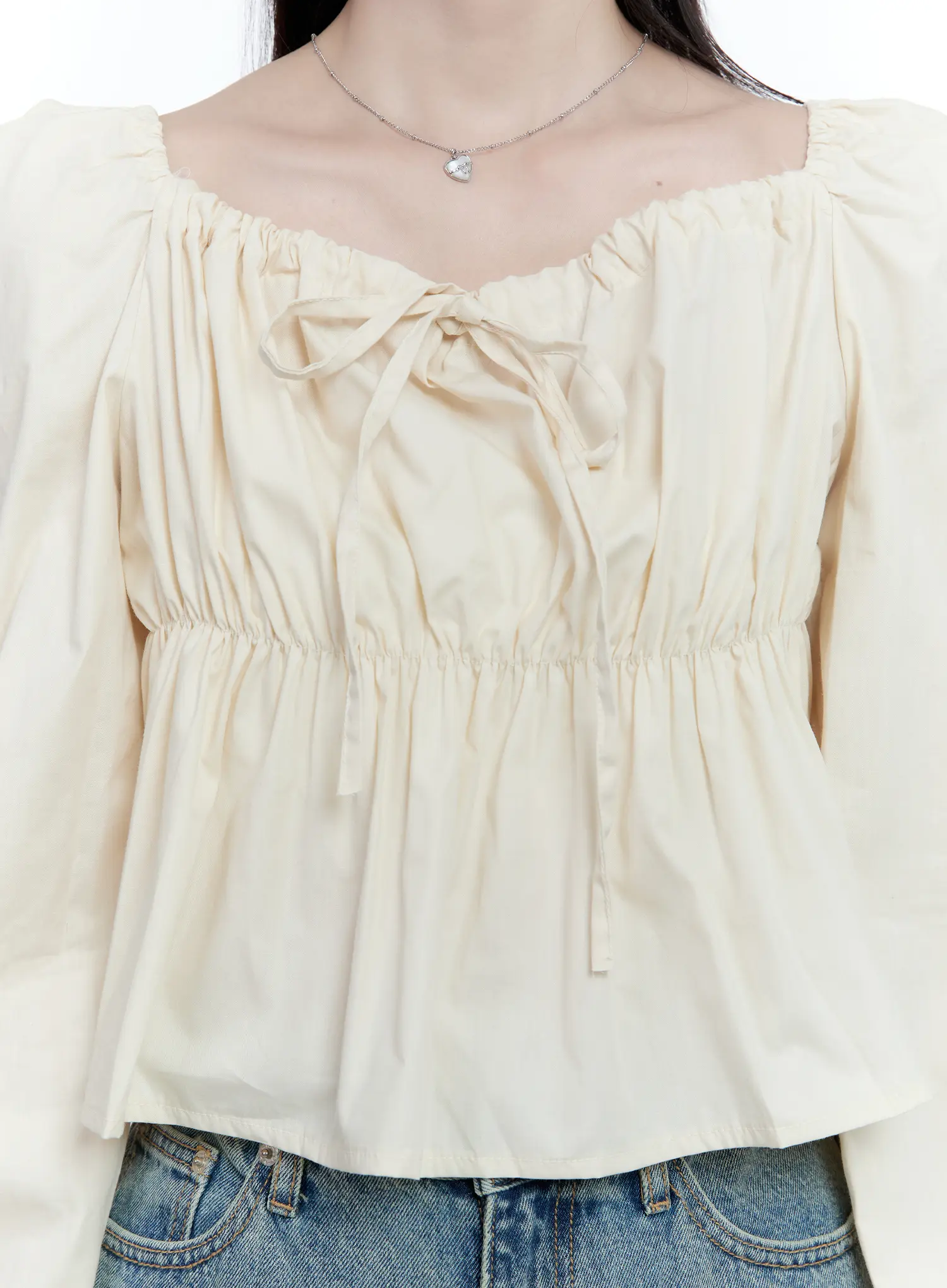 Puff-Sleeve Shirred Blouse CG512 - Image 8