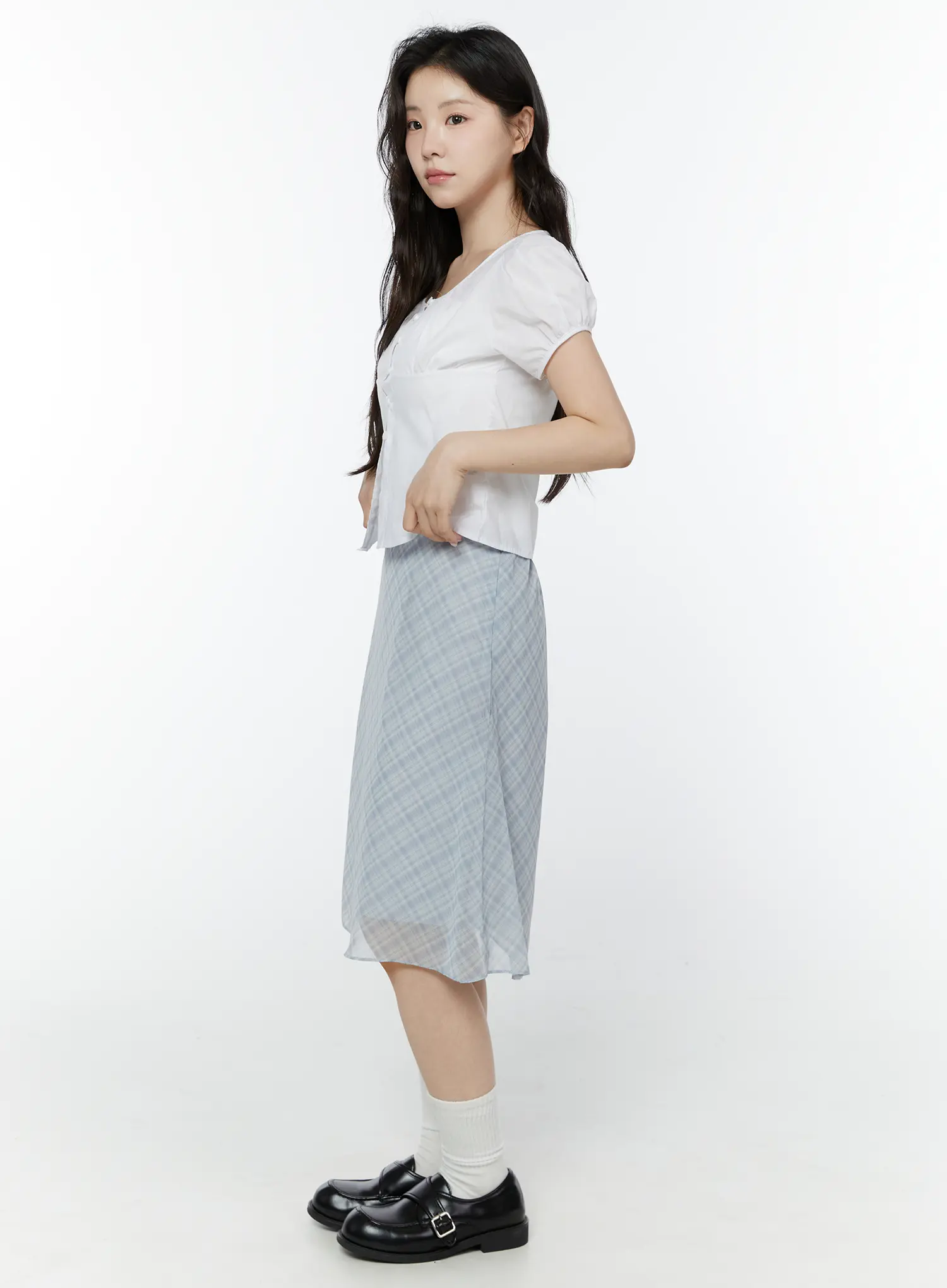 Puff Sleeve Shirred Button Blouse IY507 - Image 5