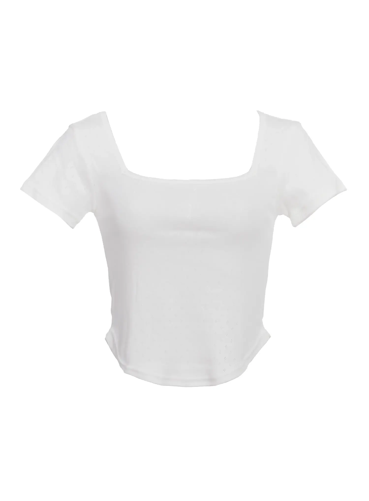 Punched Square-Neck Short-Sleeve Tee IC503 - Image 4