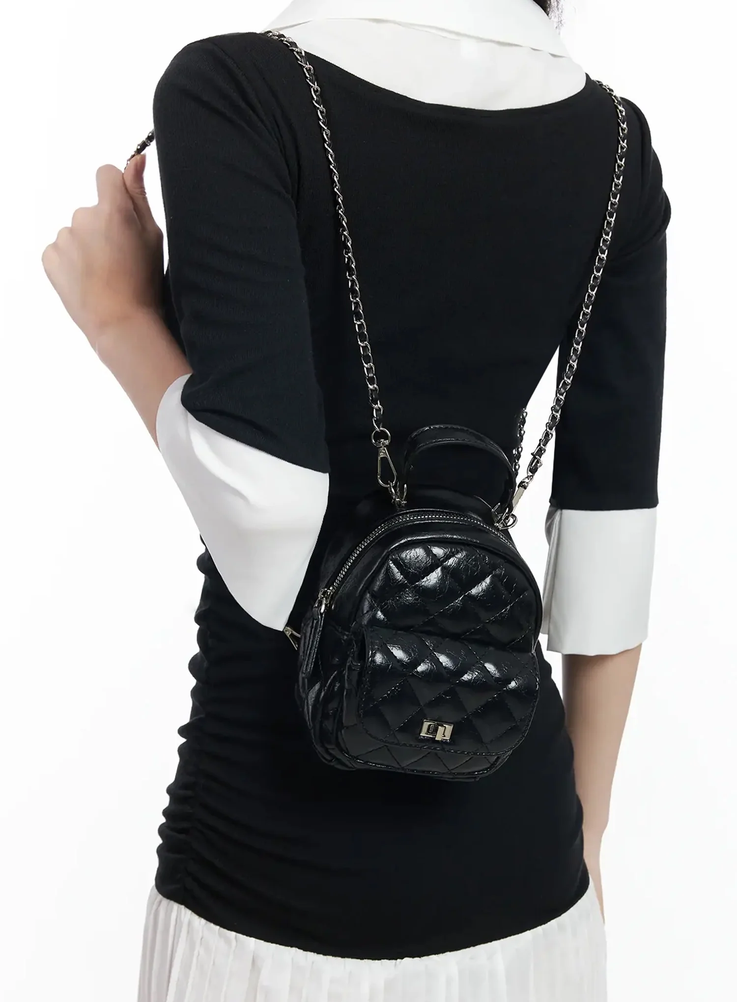 Quilted Mini Chain Backpack IM502 - Image 2