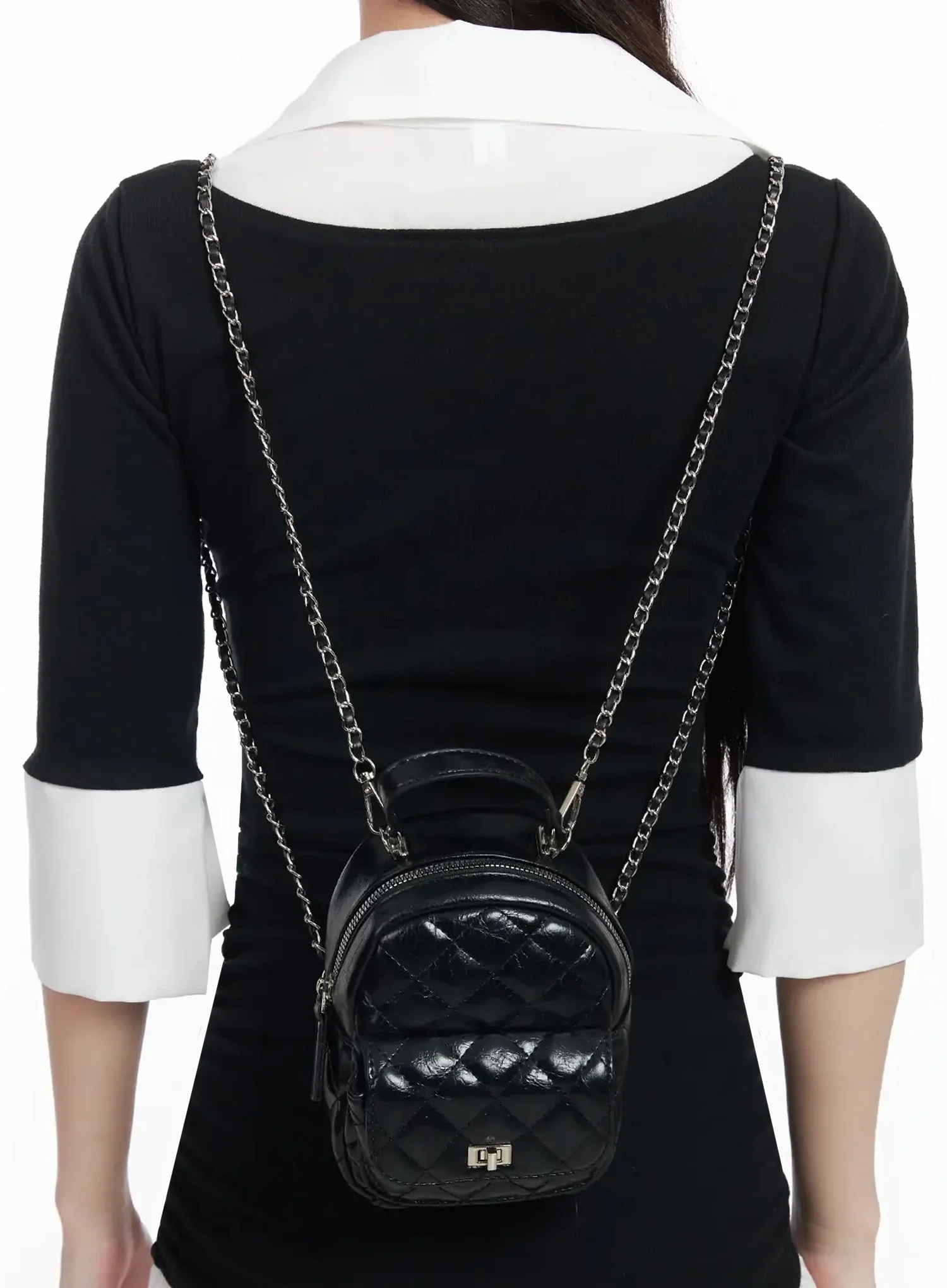 Quilted Mini Chain Backpack IM502 - Image 6