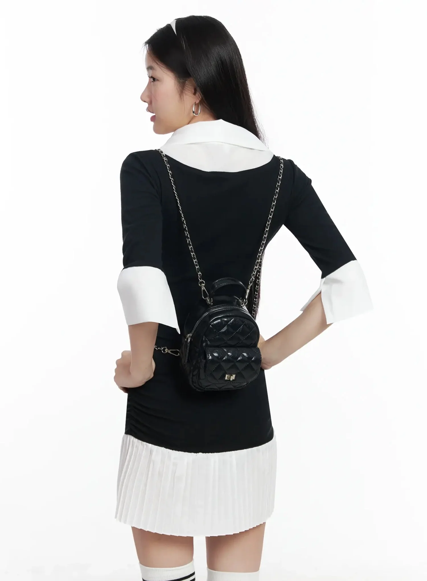 Quilted Mini Chain Backpack IM502 - Image 7