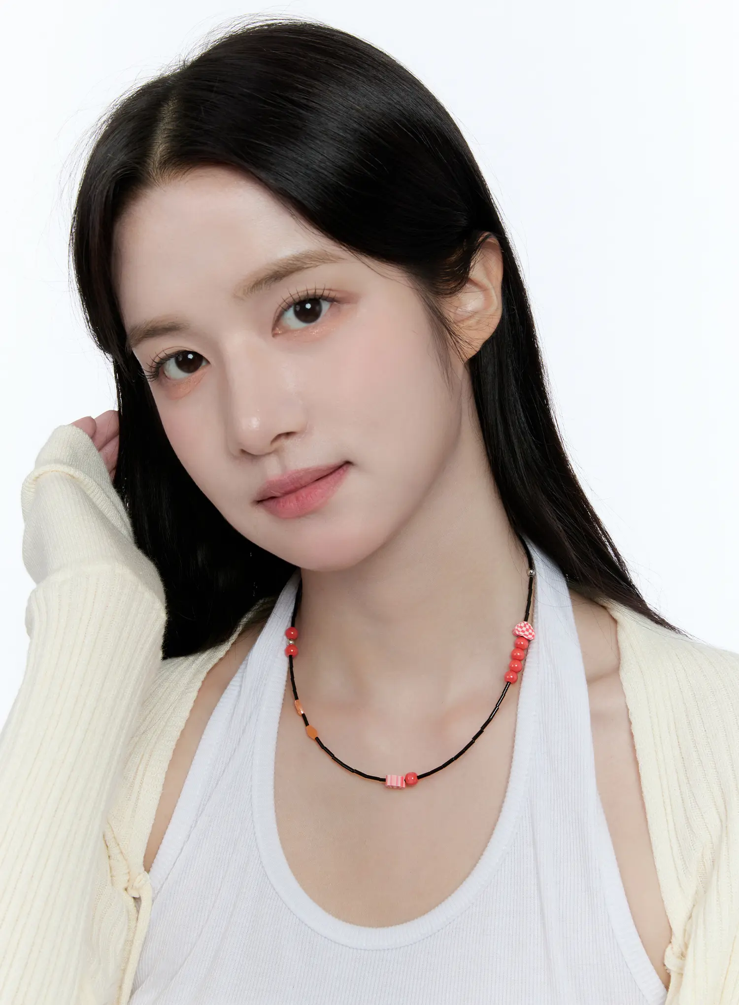 Red Bead Accent Necklace CC0608 - Image 2