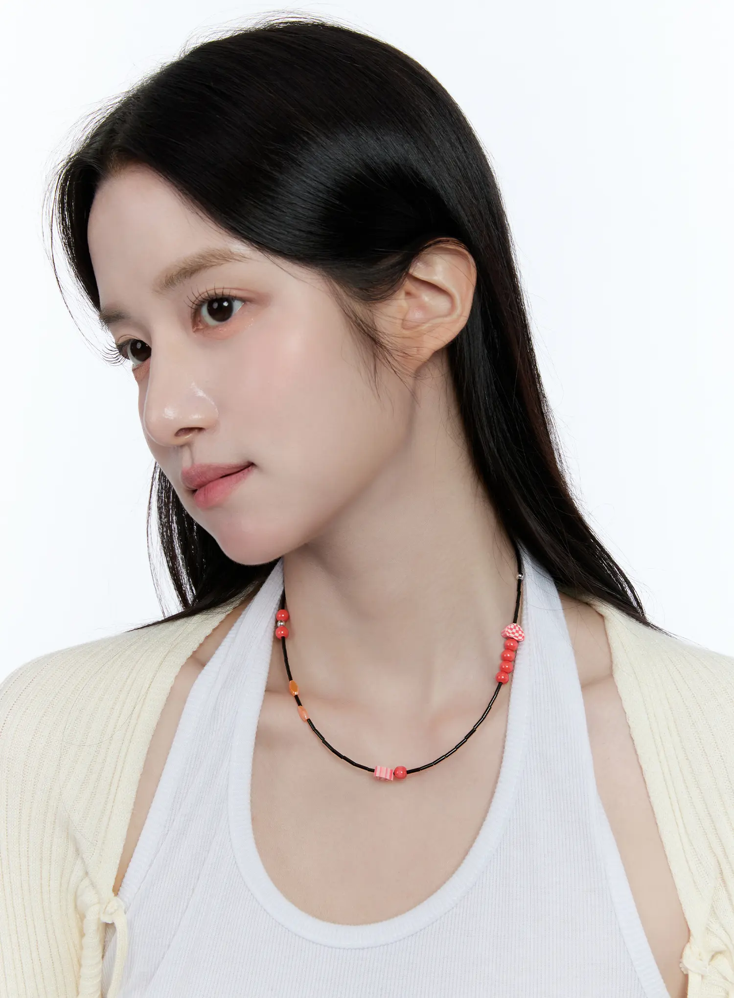 Red Bead Accent Necklace CC0608 - Image 4