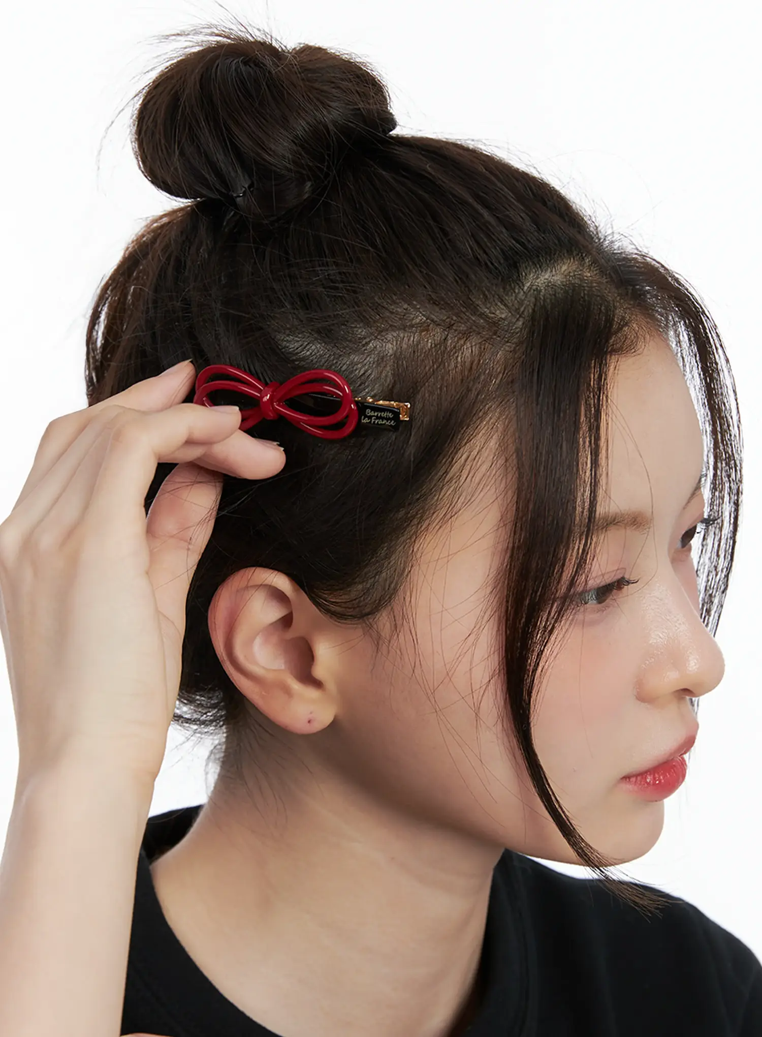 Red Bow Hair Clip IN514 - Image 2
