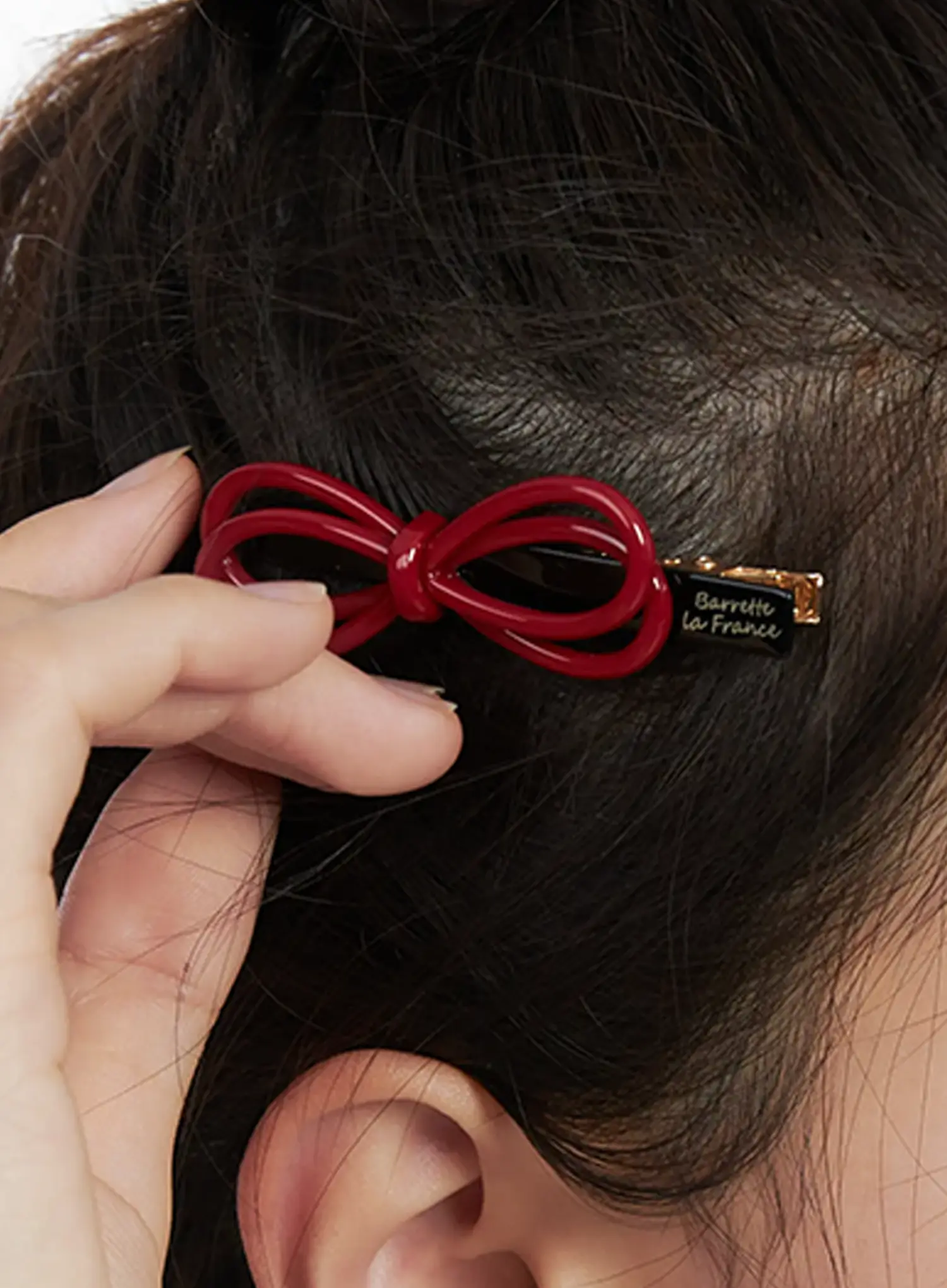 Red Bow Hair Clip IN514 - Image 3