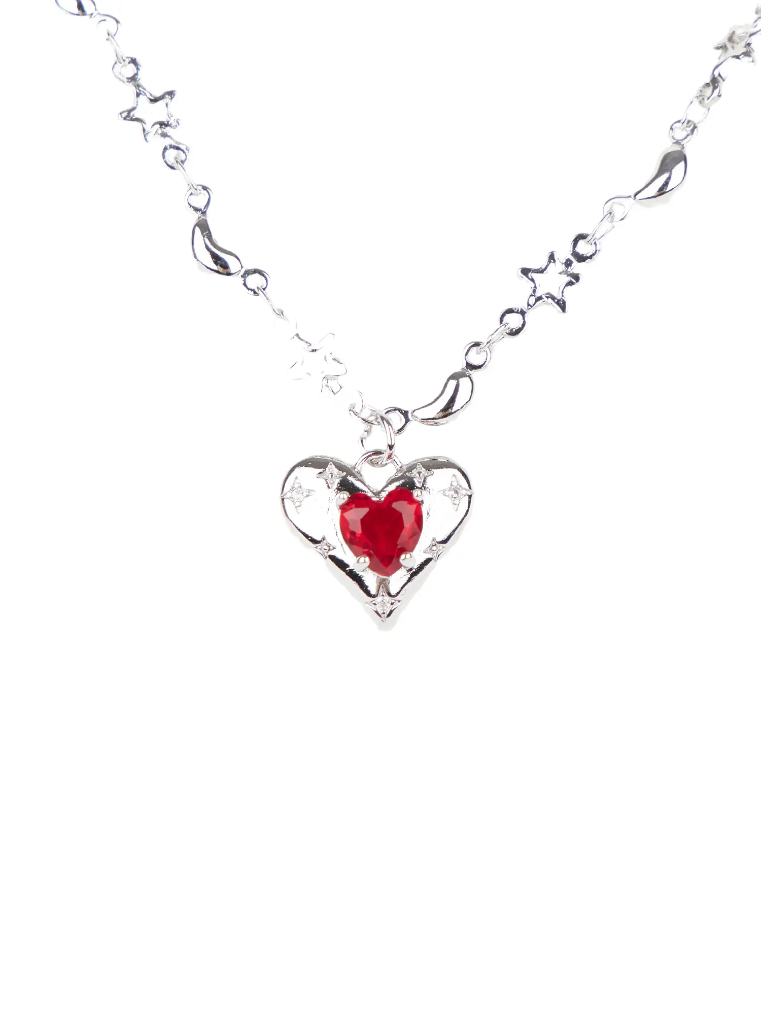 Red Heart Pendant Necklace CJ523 - Image 5