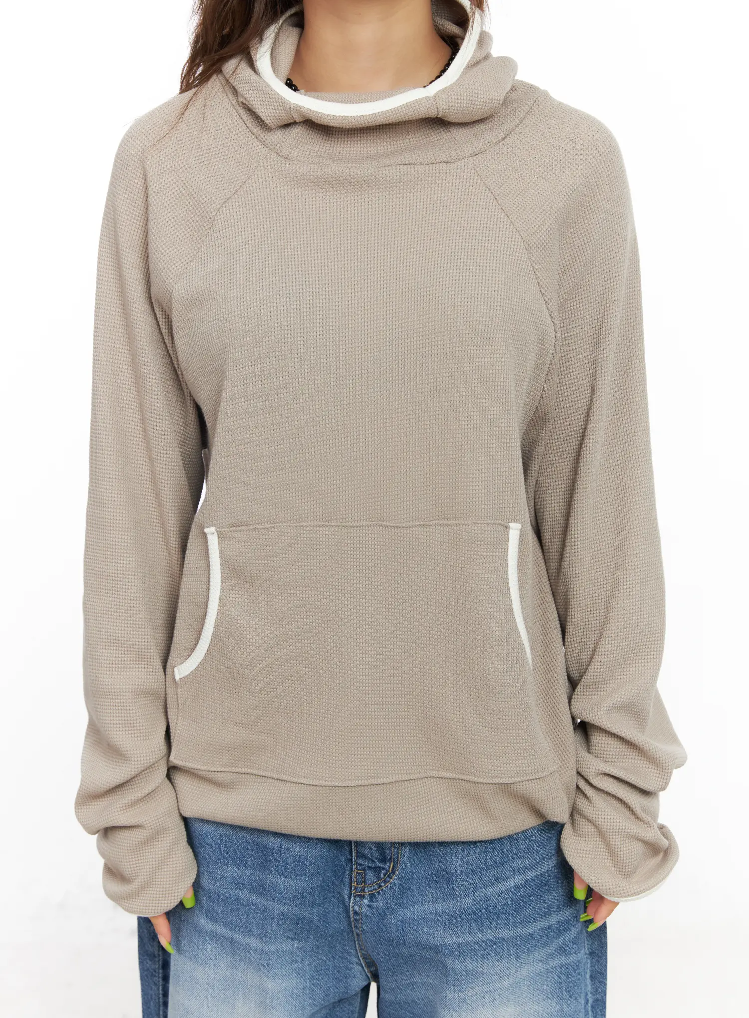 Relaxed-Fit Contrast Hoodie CF513 - Image 4