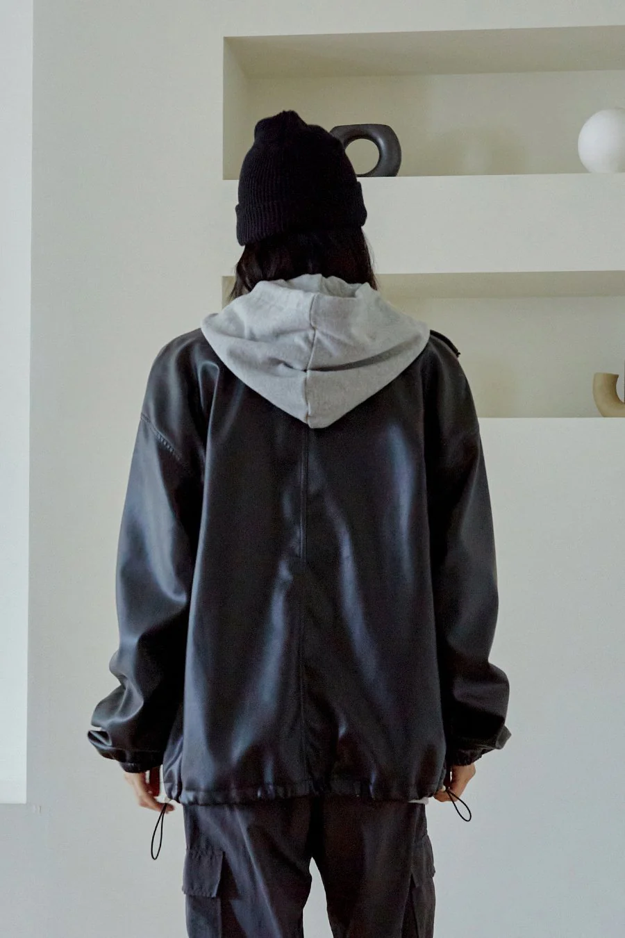 Relaxed Fit Faux Leather Jacket J24 - Image 4