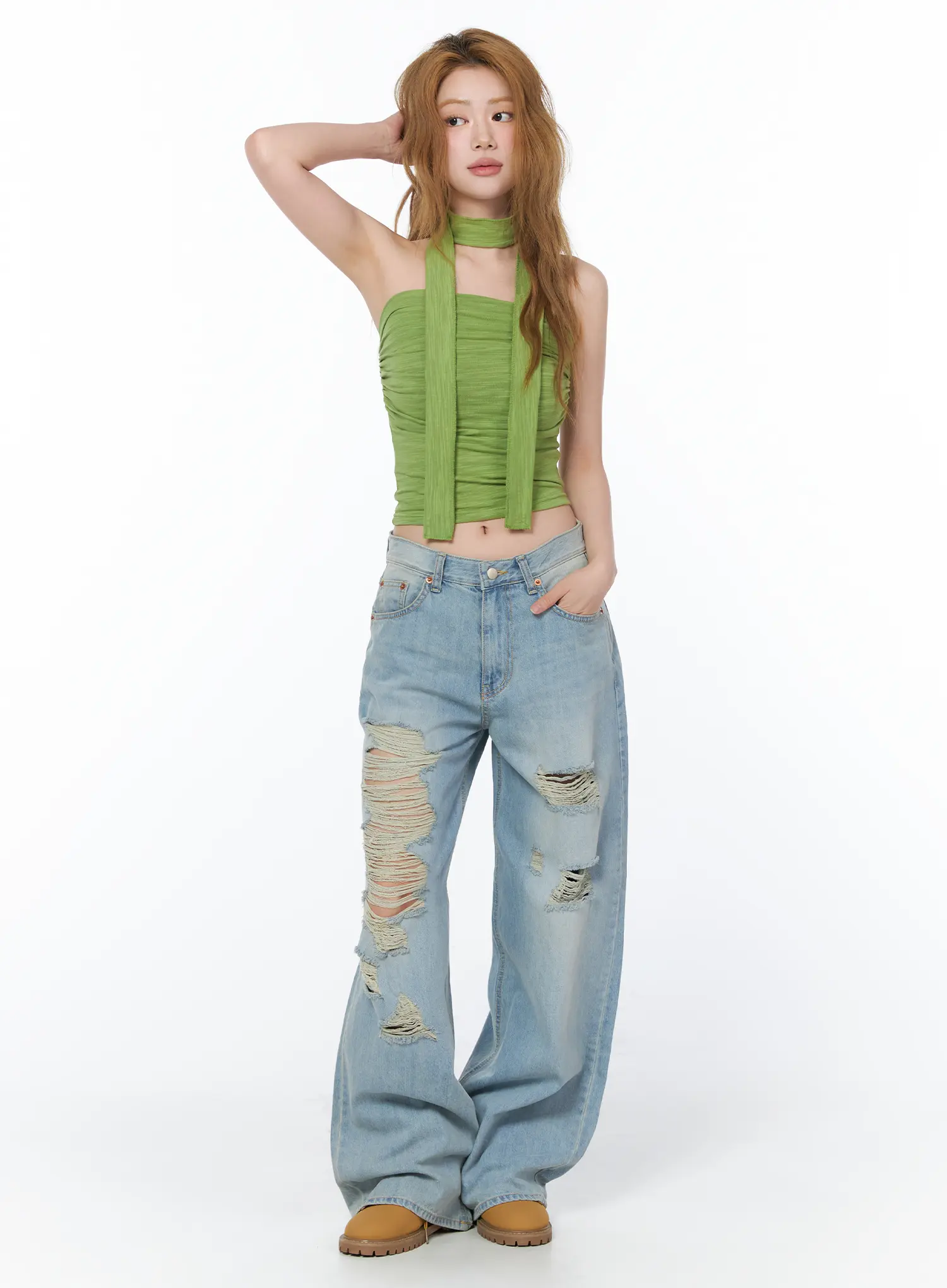 Renata Distressed Wide Leg Jeans CY508 - Image 6