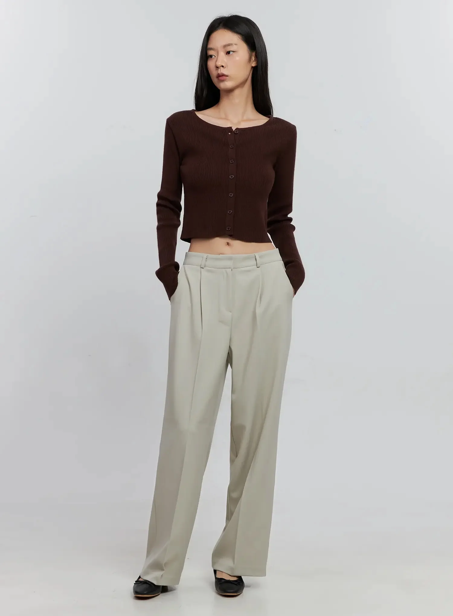 Ribbed Button-Up Cardigan IS516 - Image 10