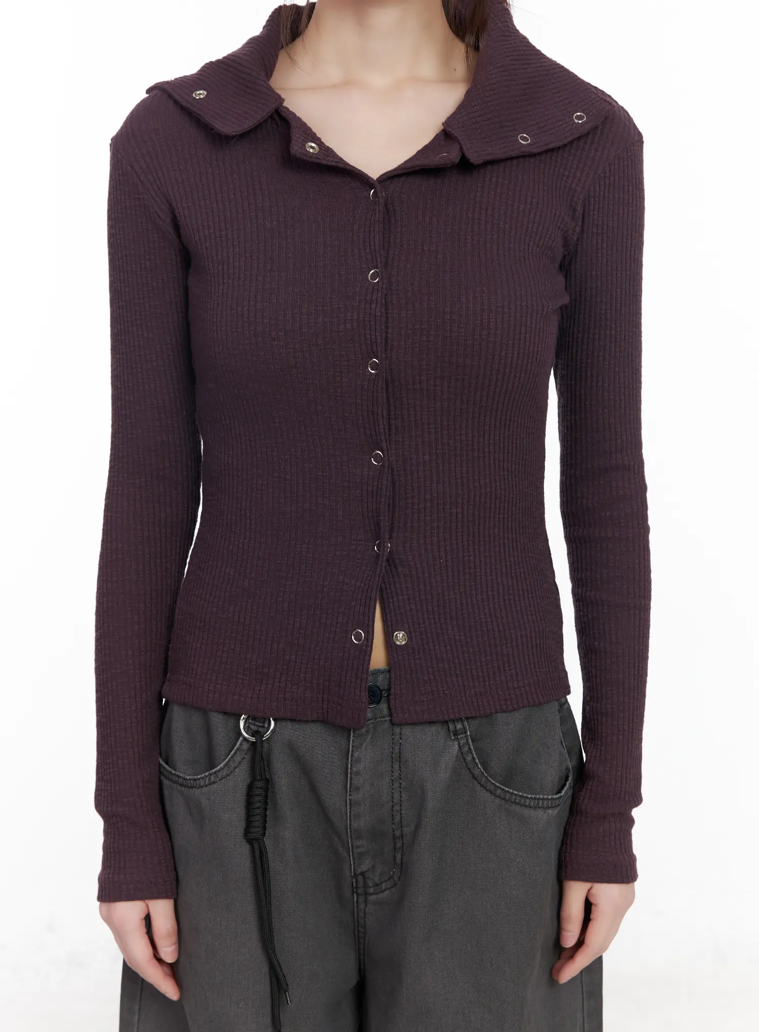 Ribbed Button-Up Knit Cardigan CM526 - Image 5