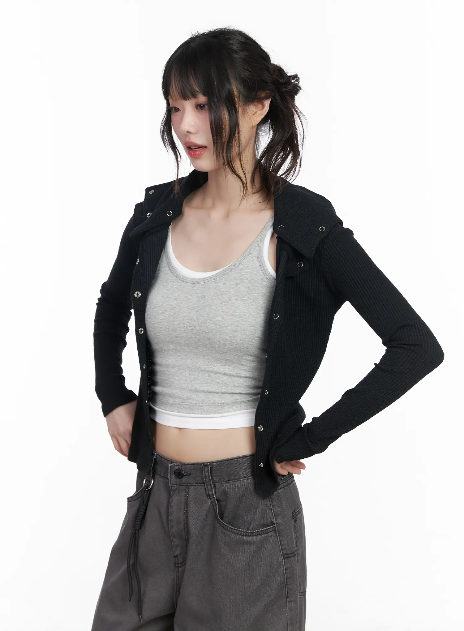 Ribbed Button-Up Knit Cardigan CM526 - Image 7