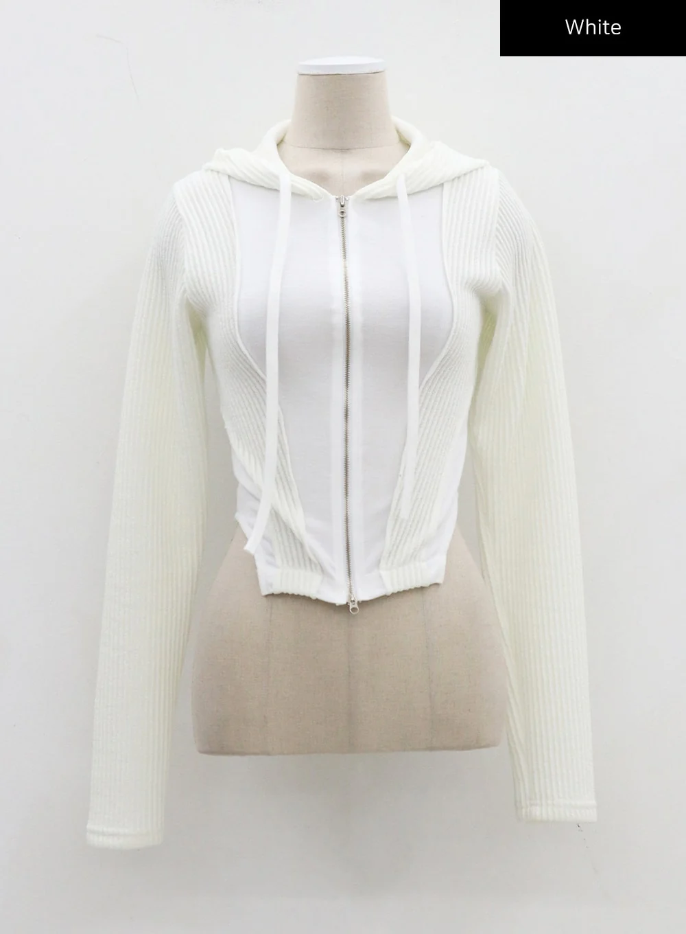 Ribbed Cropped Zip-Up Hoodie CJ330 - Image 14