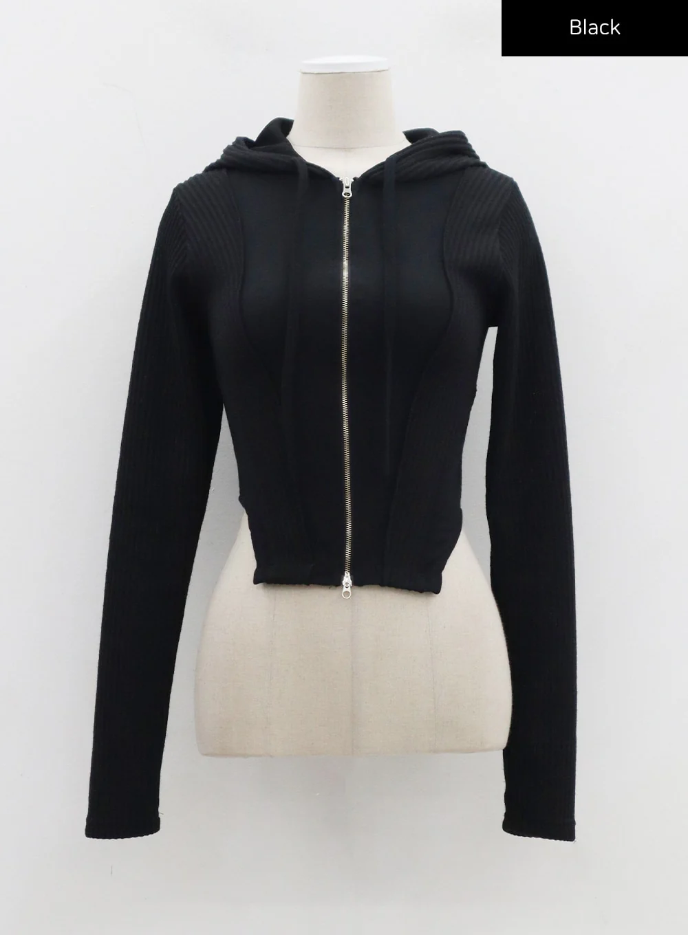 Ribbed Cropped Zip-Up Hoodie CJ330 - Image 15