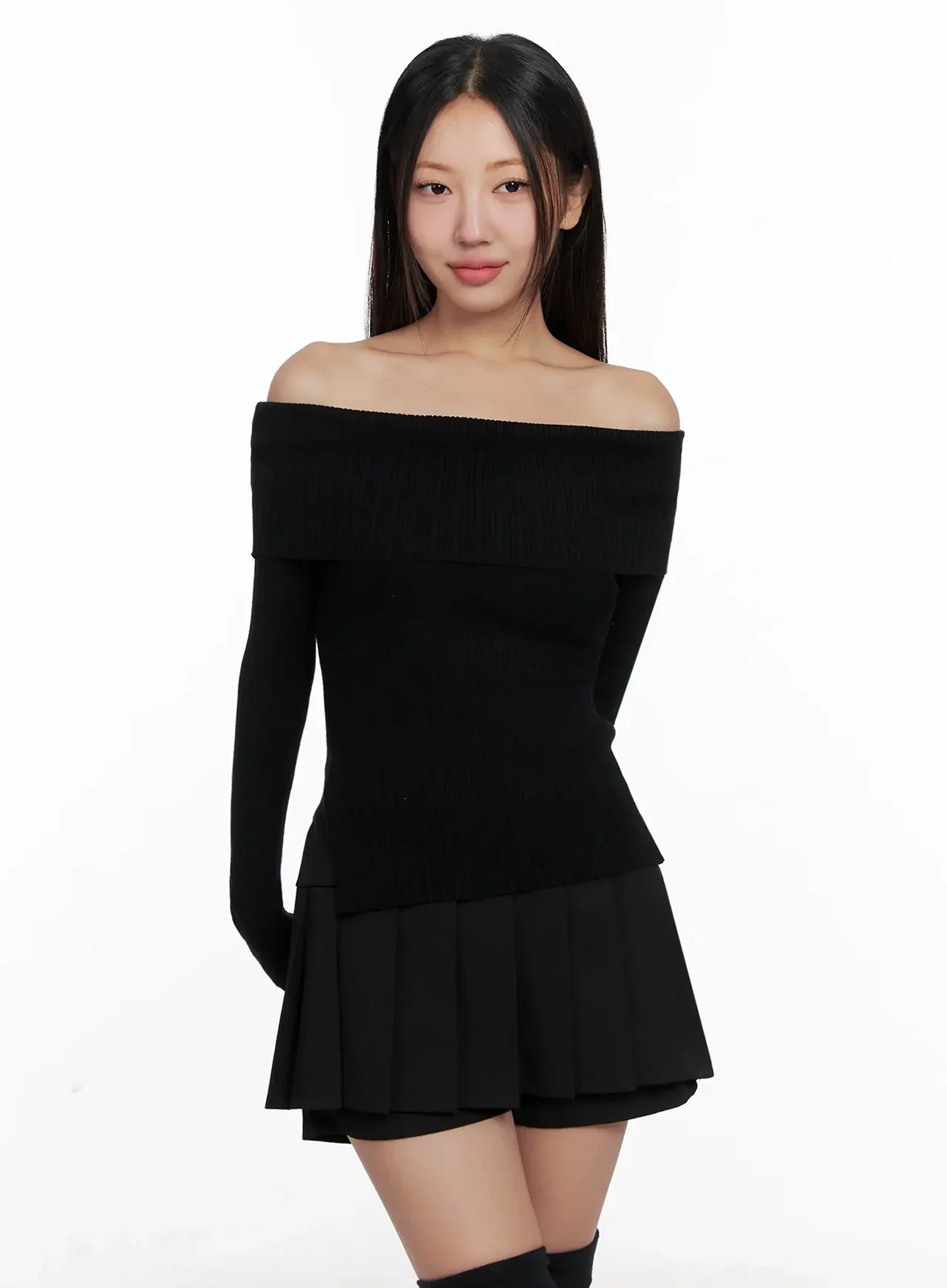 Ribbed Folded Off-Shoulder Top IG527 - Image 14