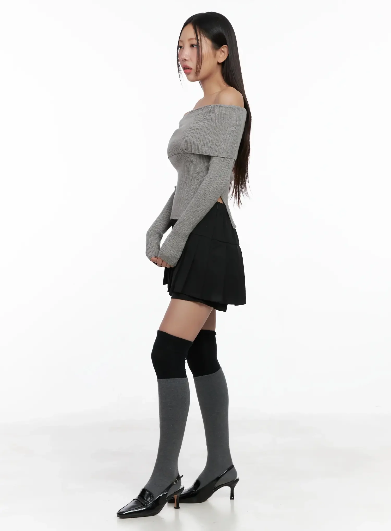 Ribbed Folded Off-Shoulder Top IG527 - Image 8