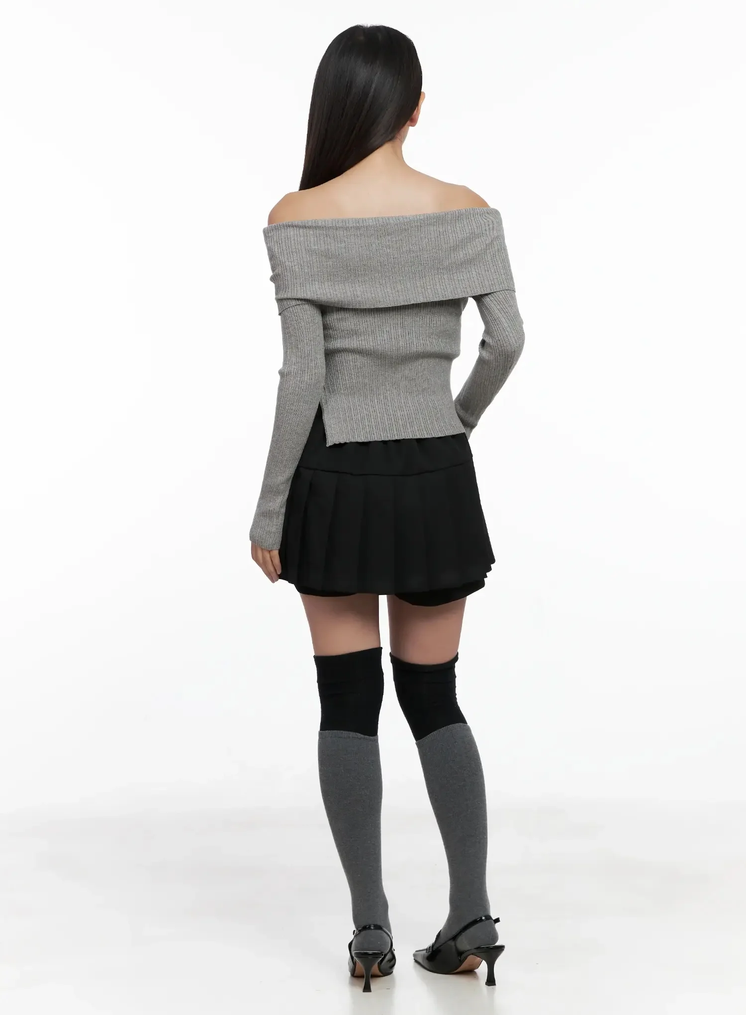Ribbed Folded Off-Shoulder Top IG527 - Image 9