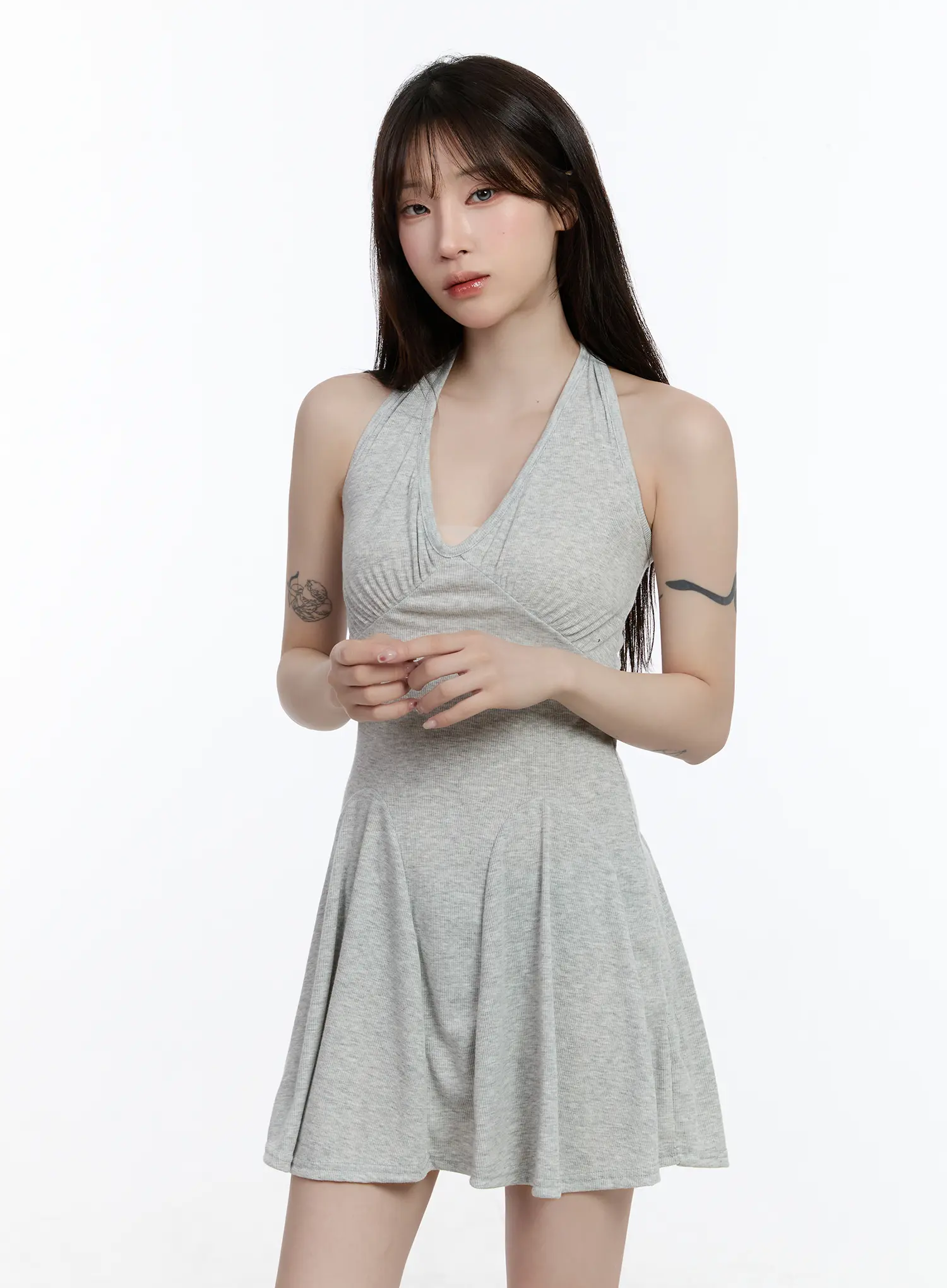 Ribbed Halter Flare Mini Dress CA502 - Image 10