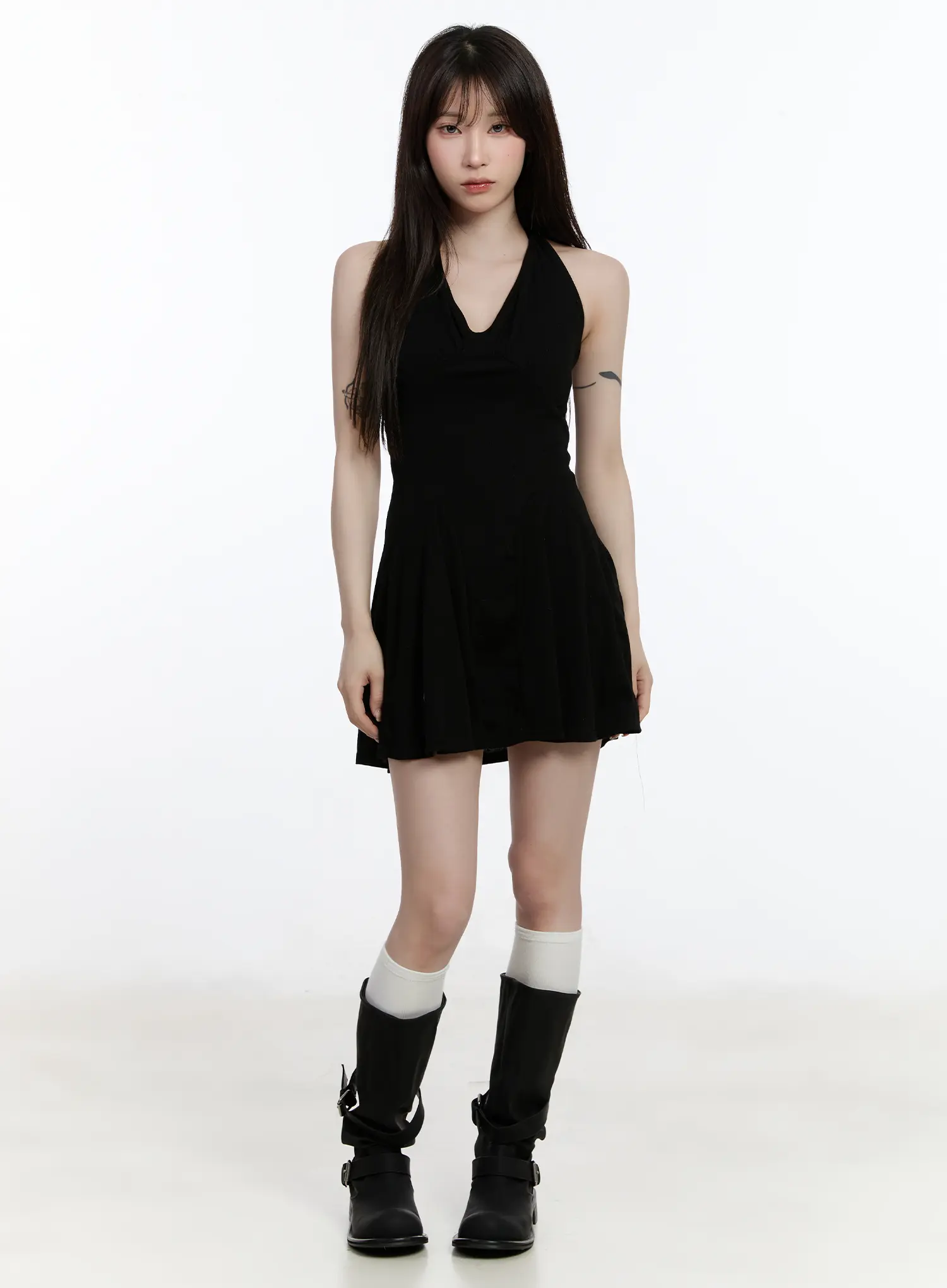 Ribbed Halter Flare Mini Dress CA502 - Image 11