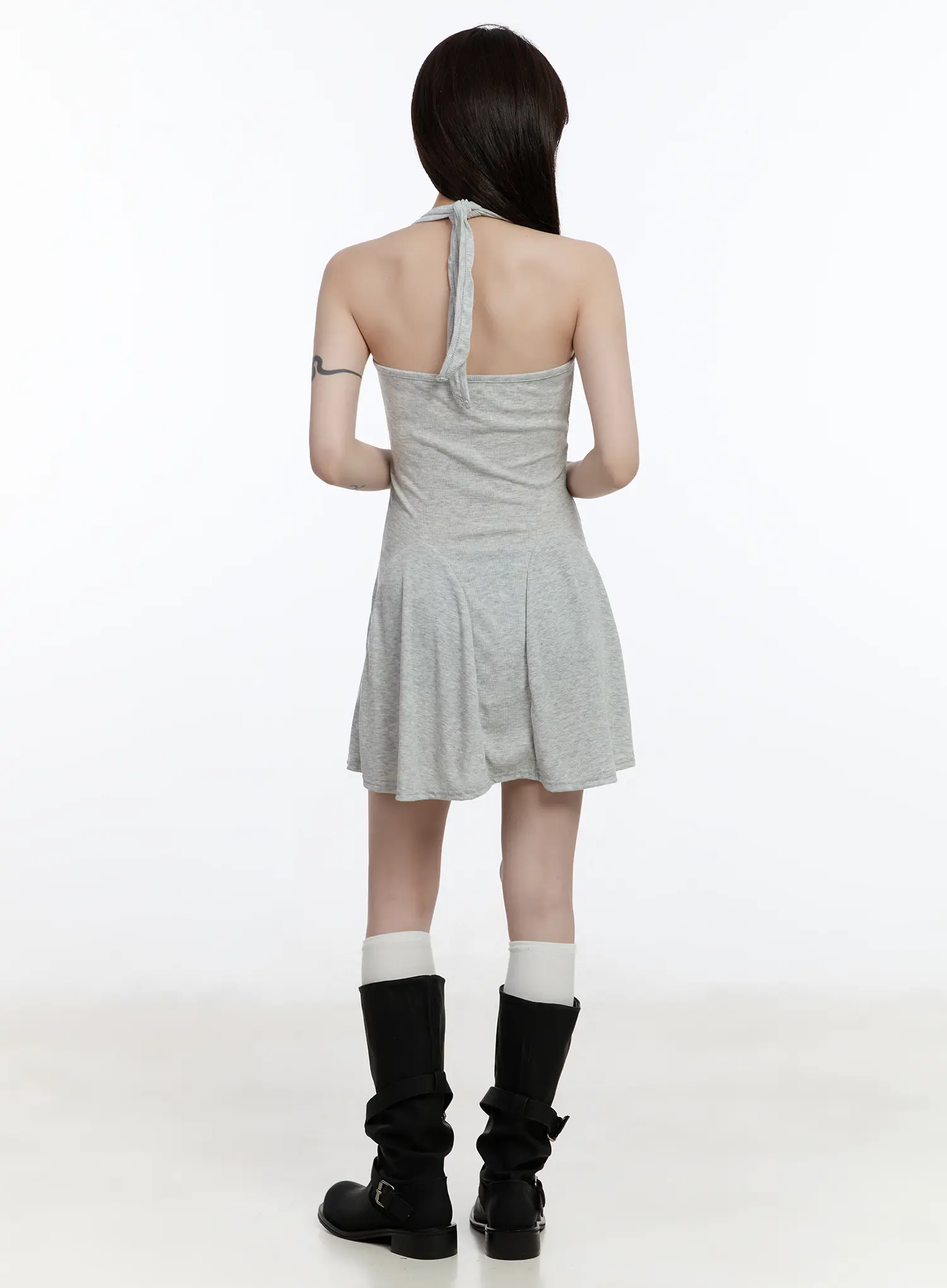 Ribbed Halter Flare Mini Dress CA502 - Image 5