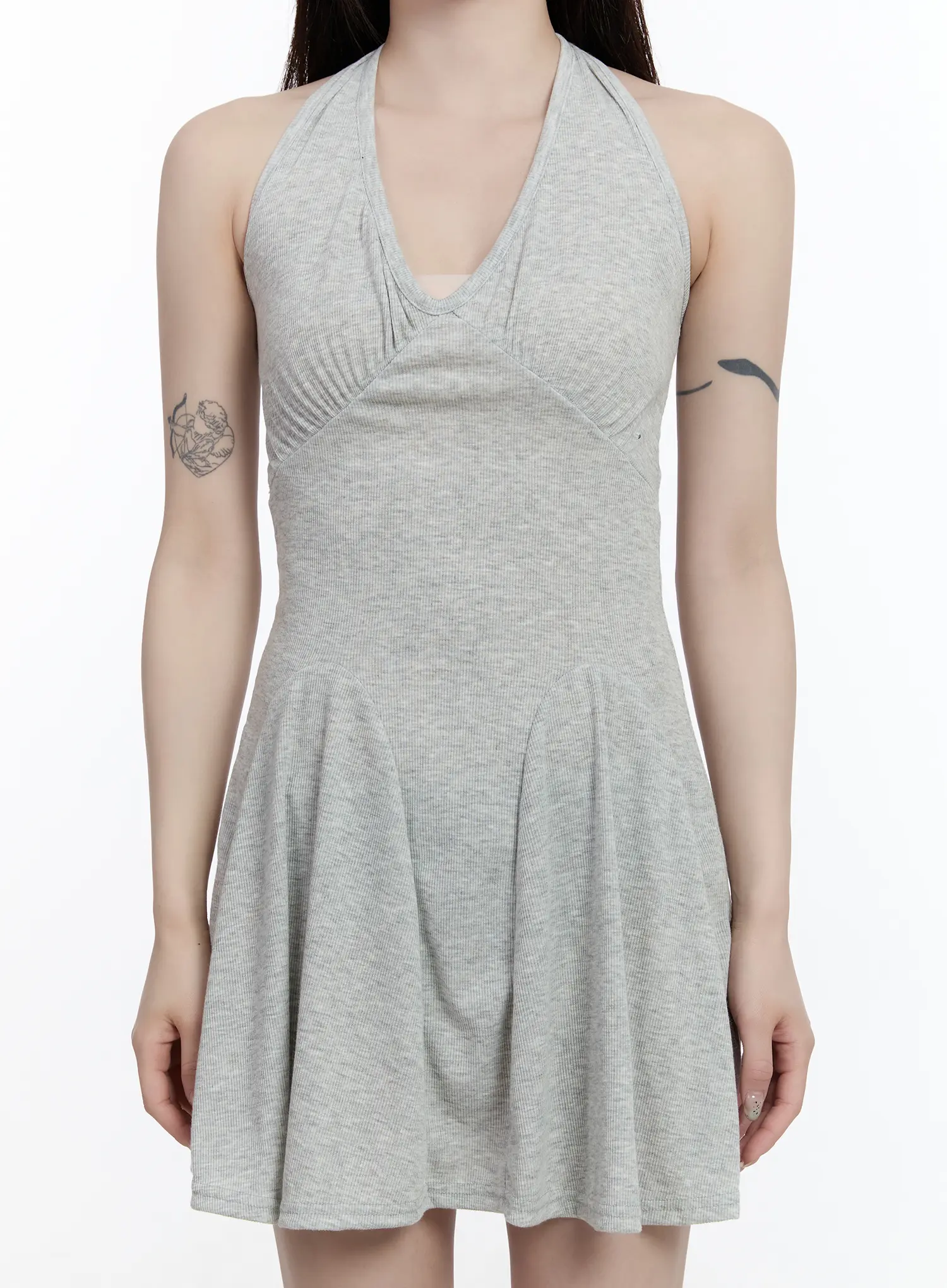 Ribbed Halter Flare Mini Dress CA502 - Image 8