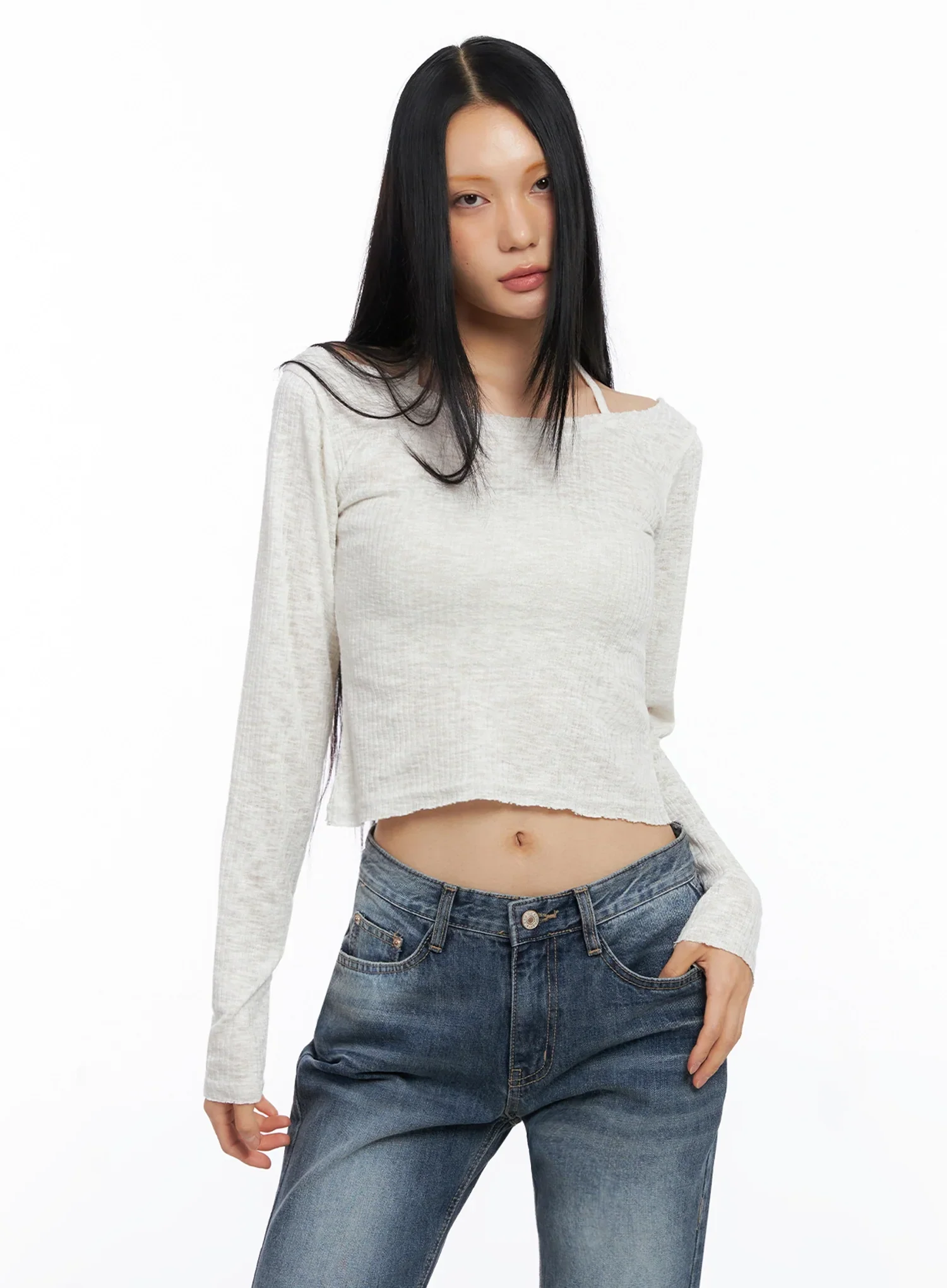 Ribbed Halterneck Top IO516 - Image 9