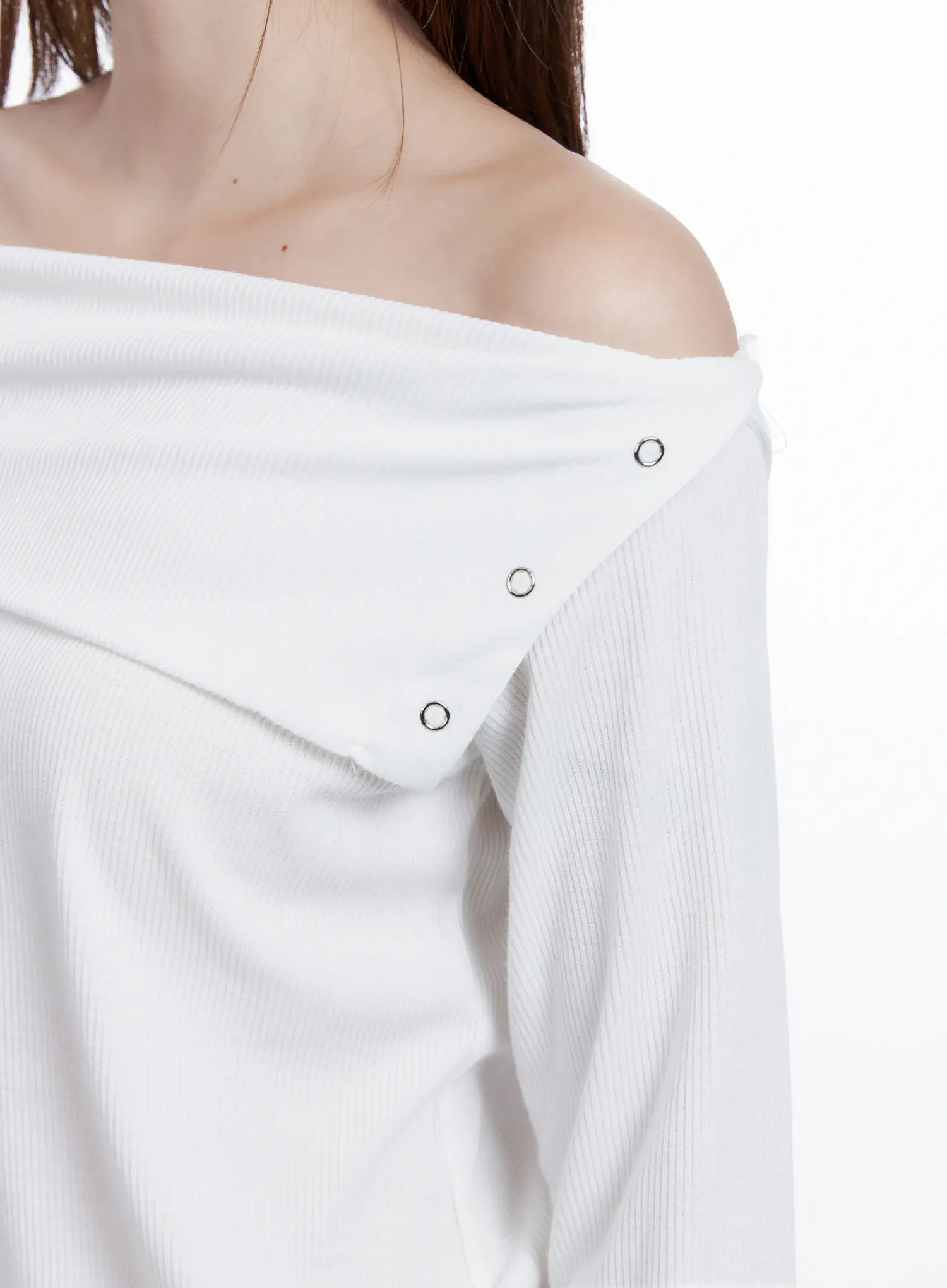 Ribbed Off-Shoulder Long Sleeve Tee CG529 - Image 4