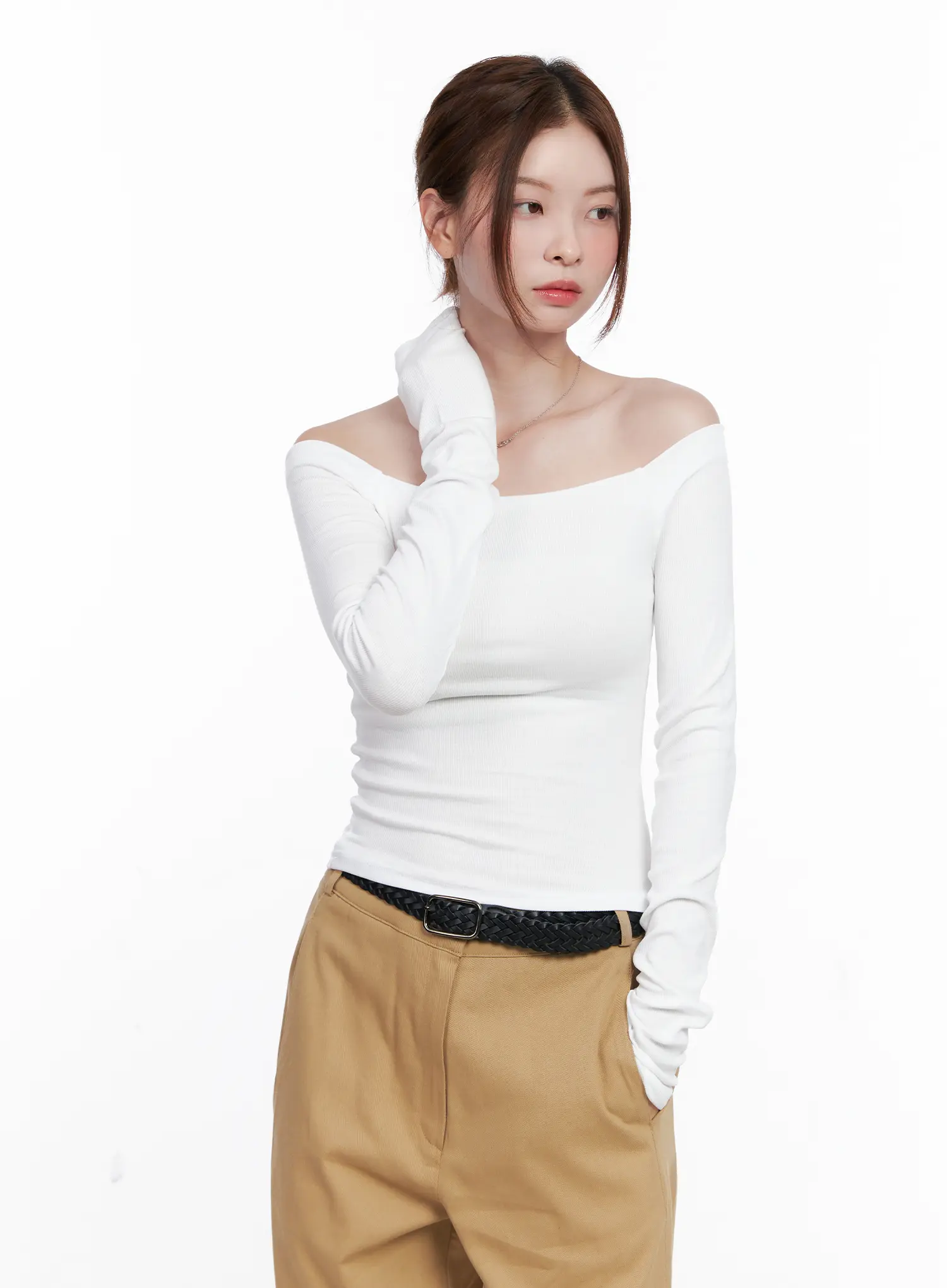 Ribbed Off-Shoulder Long Sleeve Top CG520 - Image 10