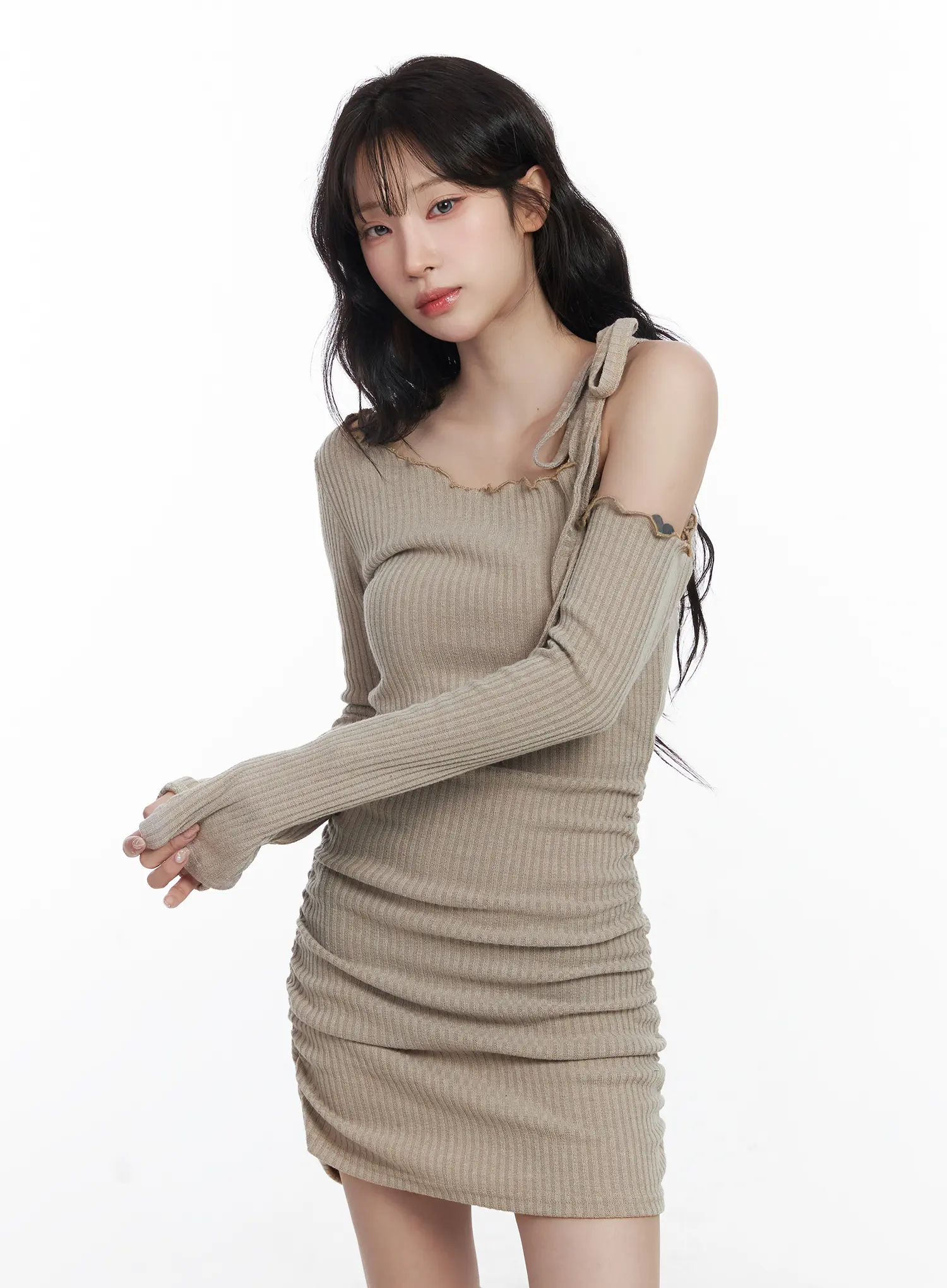 Ribbed One-Shoulder Mini Dress CJ526 - Image 2