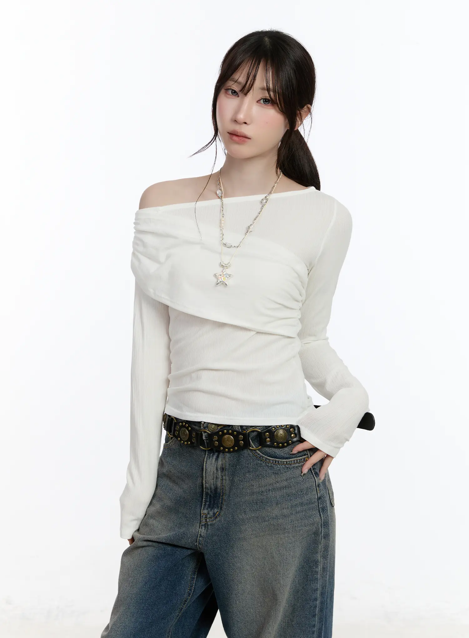 Ribbed One-Shoulder Wrap Top CA502 - Image 12