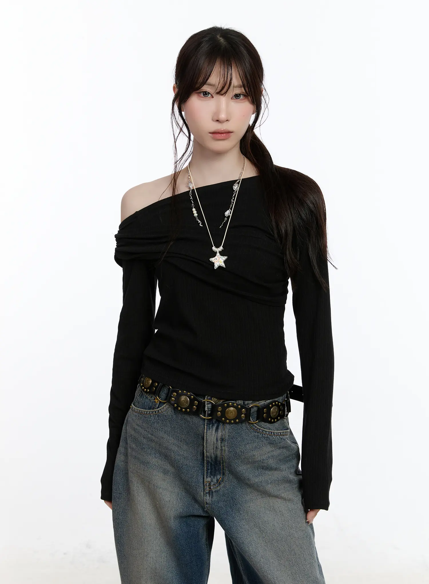 Ribbed One-Shoulder Wrap Top CA502 - Image 13