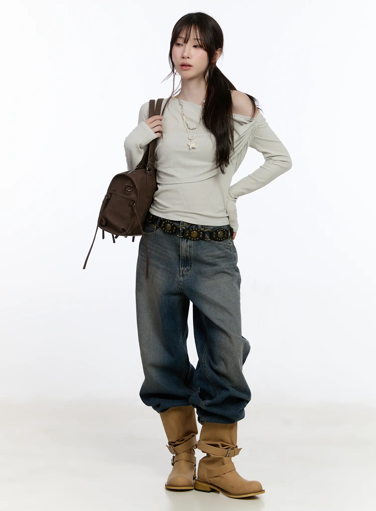 Ribbed One-Shoulder Wrap Top CA502 - Image 8