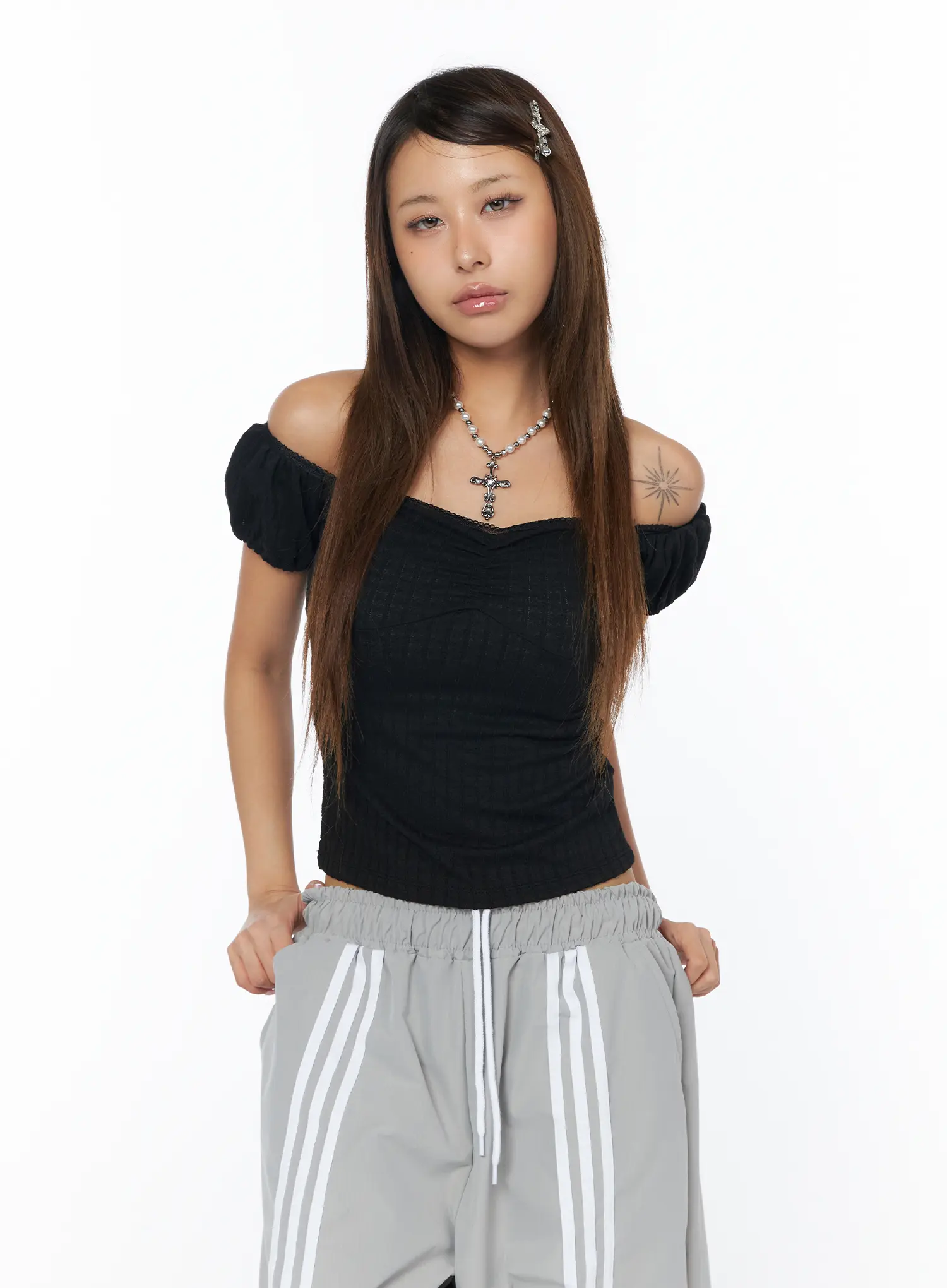 Ribbed Puff Sleeve Top CA516 - Image 10