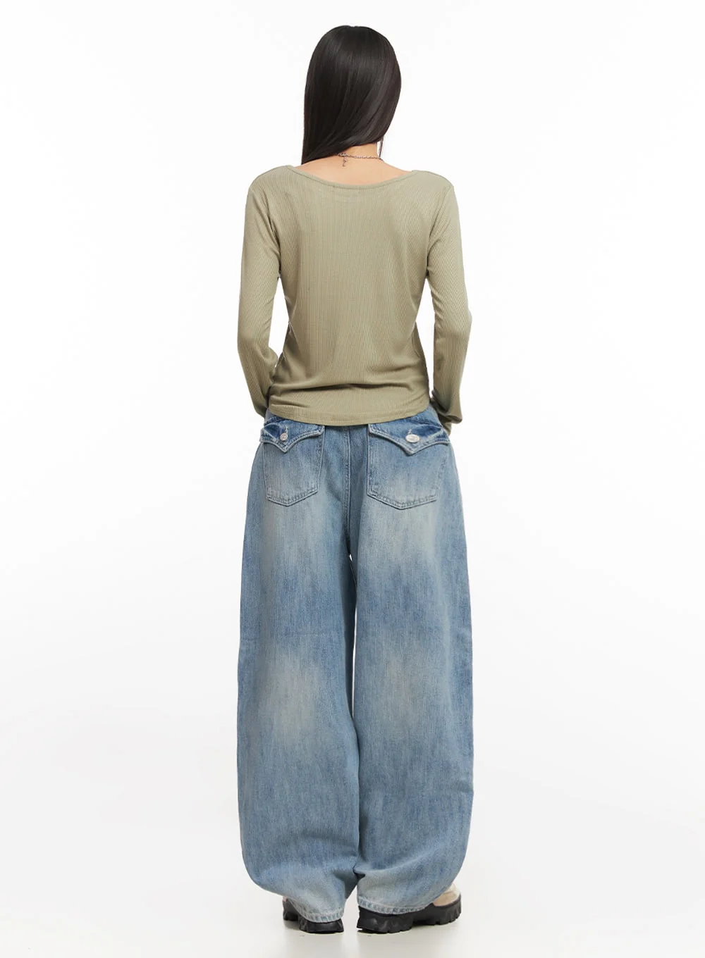 Ribbed Relaxed Long Sleeve Top IA504 - Image 10