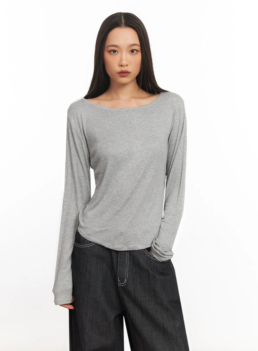 Ribbed Relaxed Long Sleeve Top IA504 - Image 13