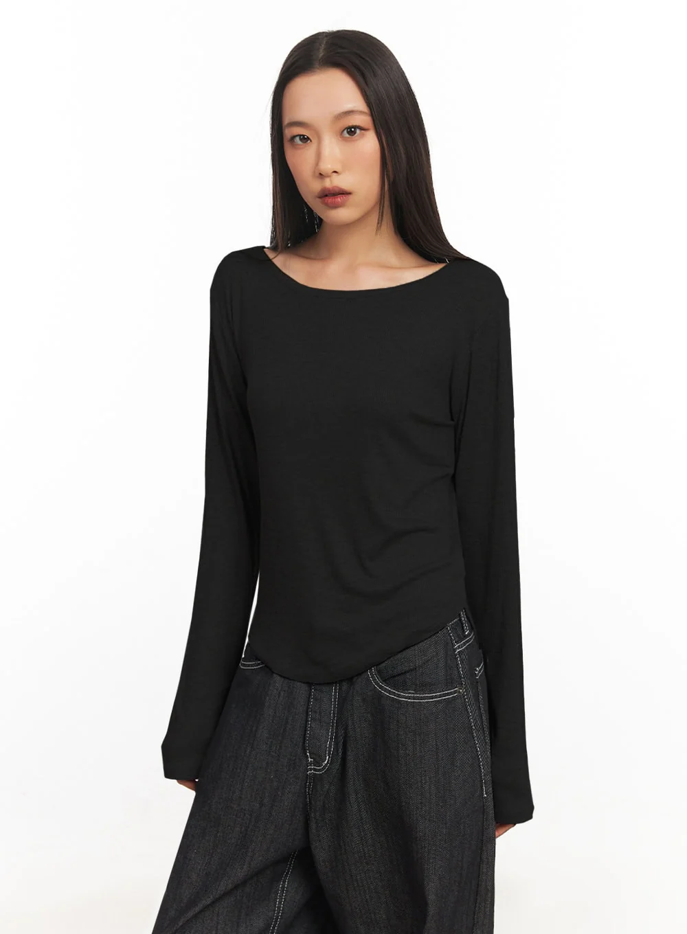 Ribbed Relaxed Long Sleeve Top IA504 - Image 14