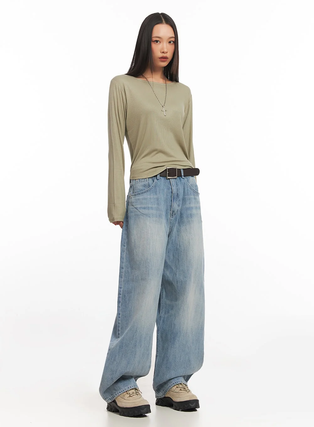 Ribbed Relaxed Long Sleeve Top IA504 - Image 2