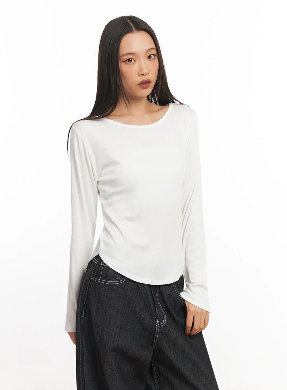 Ribbed Relaxed Long Sleeve Top IA504 - Image 5