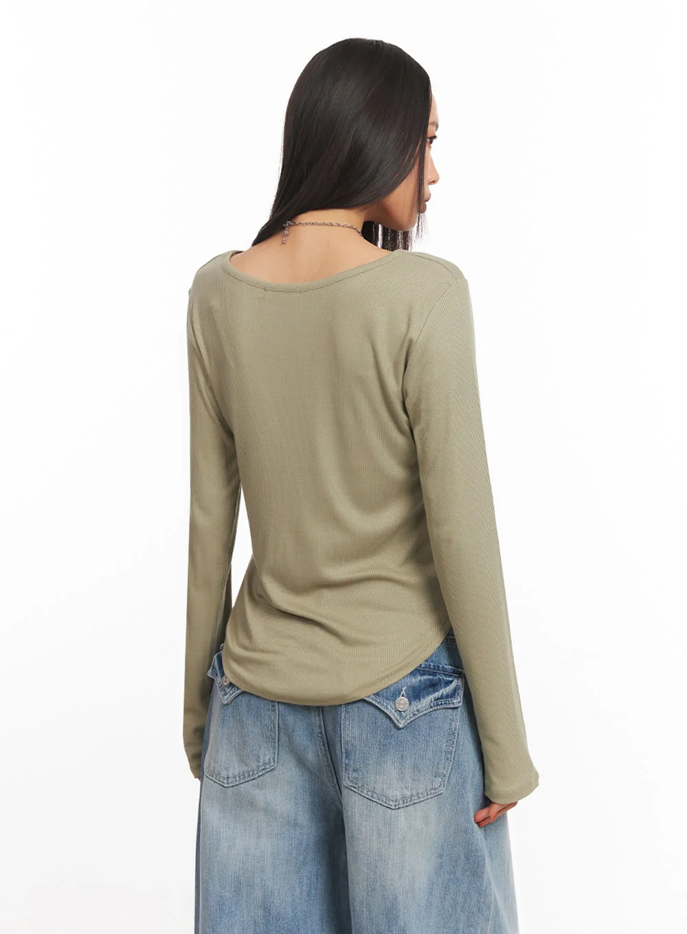 Ribbed Relaxed Long Sleeve Top IA504 - Image 8