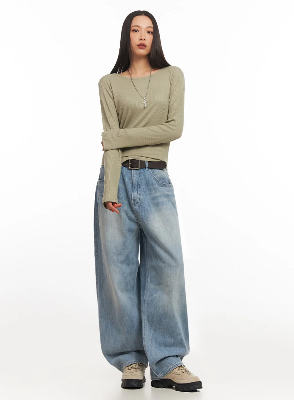 Ribbed Relaxed Long Sleeve Top IA504 - Image 9