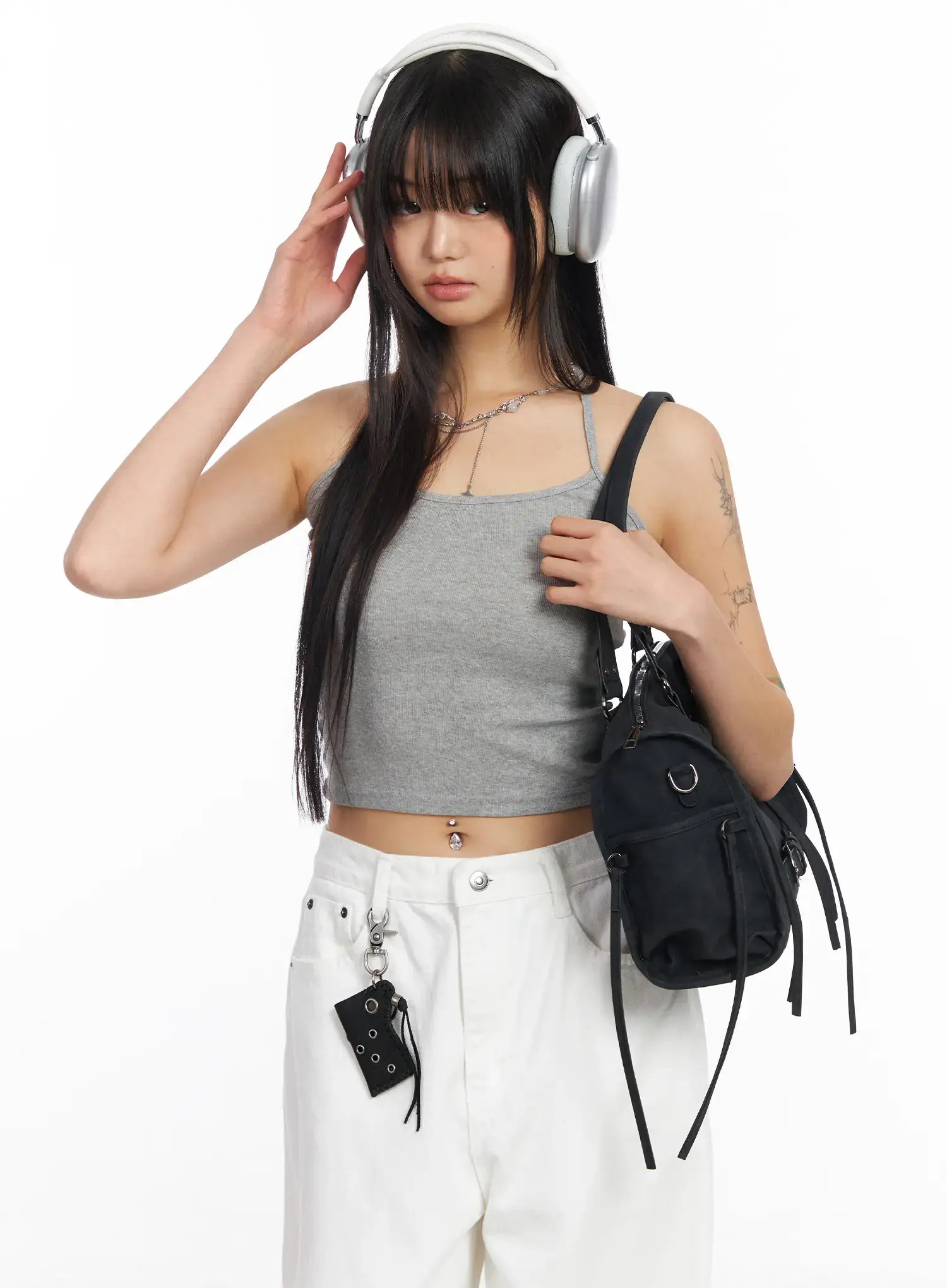 Ribbed Tie Halter Neck Top CF504